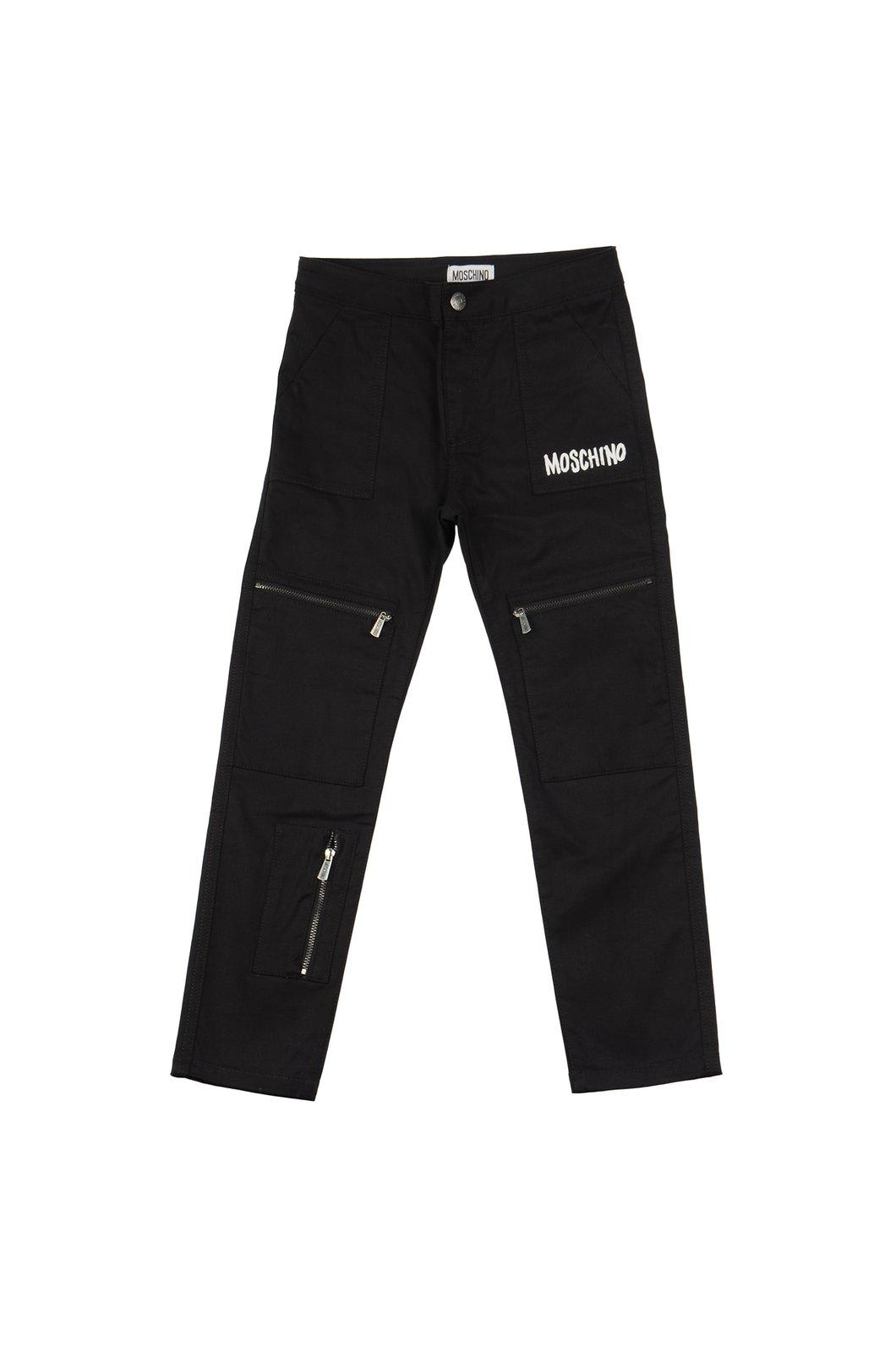MOSCHINO MID-RISE LOGO-PRINTED TROUSERS