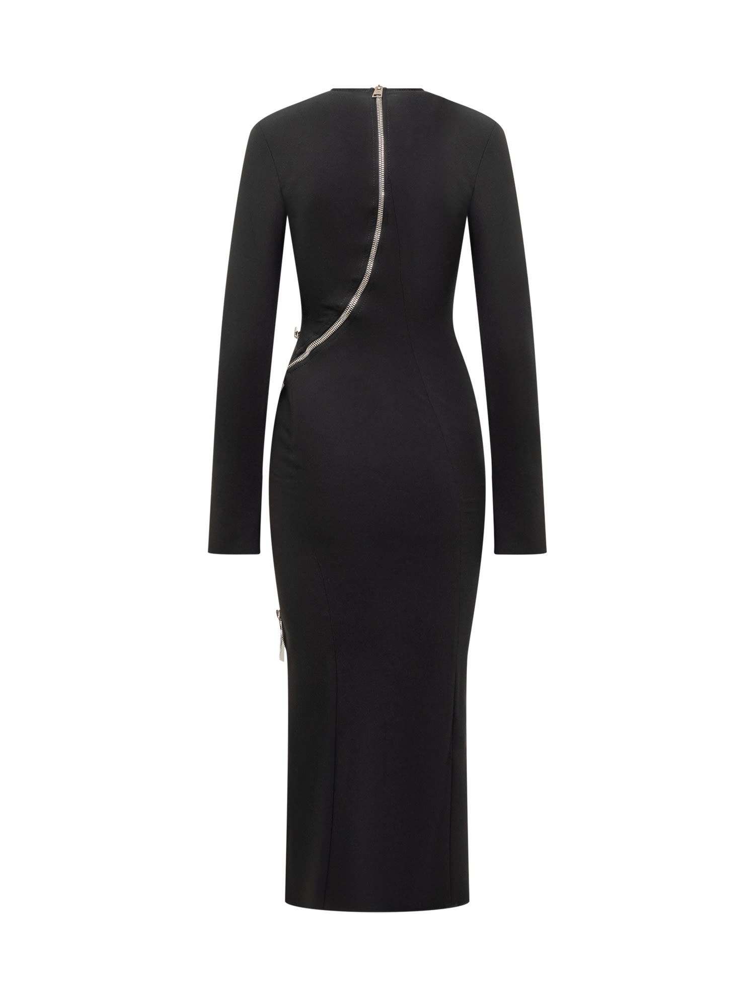 Shop Attico Dress With Zip Closure In Black