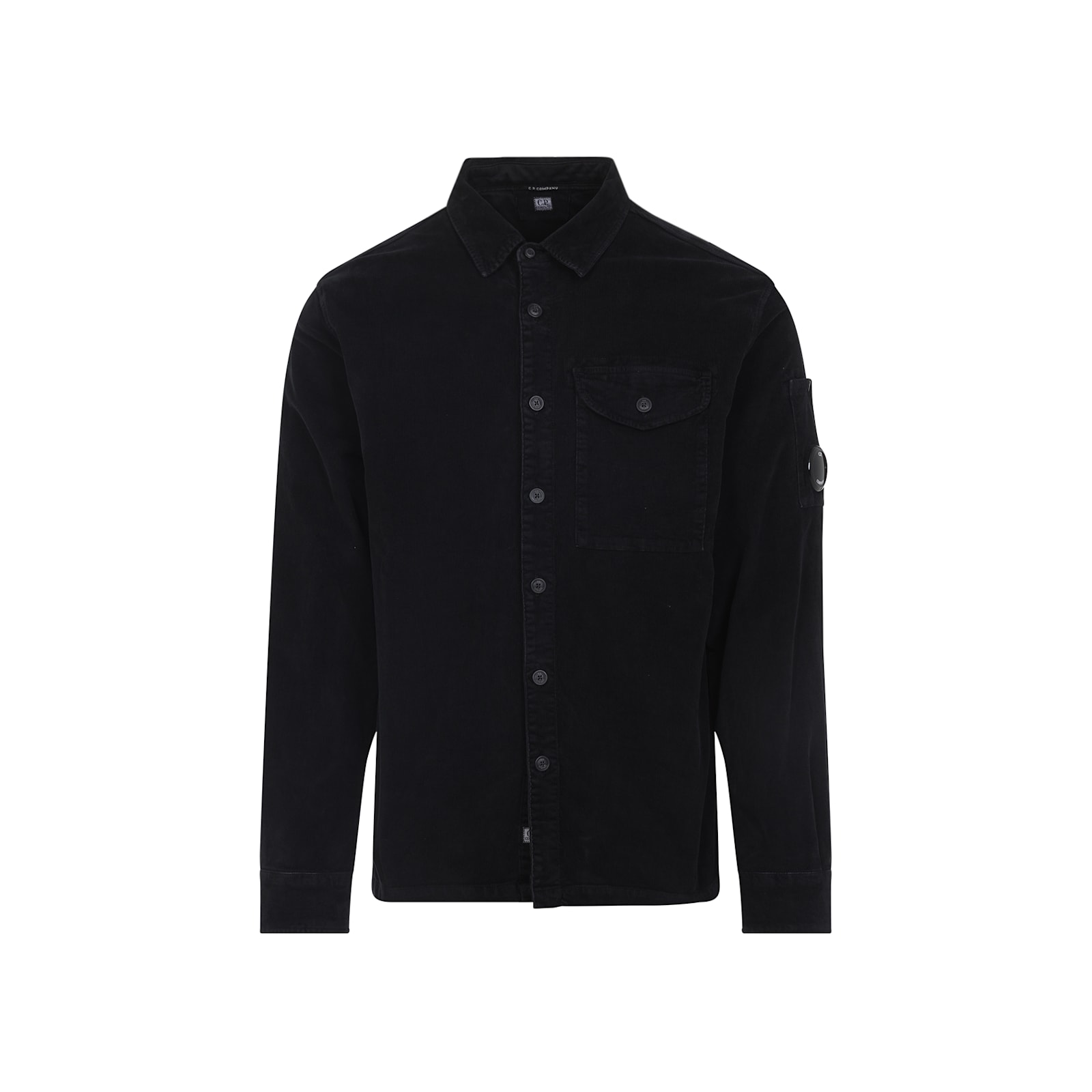 C.p. Company Corduroy Shirt With Chest Pocket And Long Sleeves In Black
