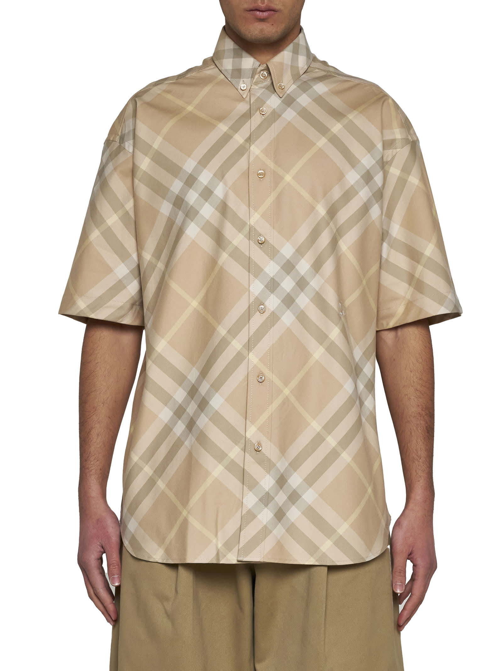 Shop Burberry Shirt In Flax Ip Check