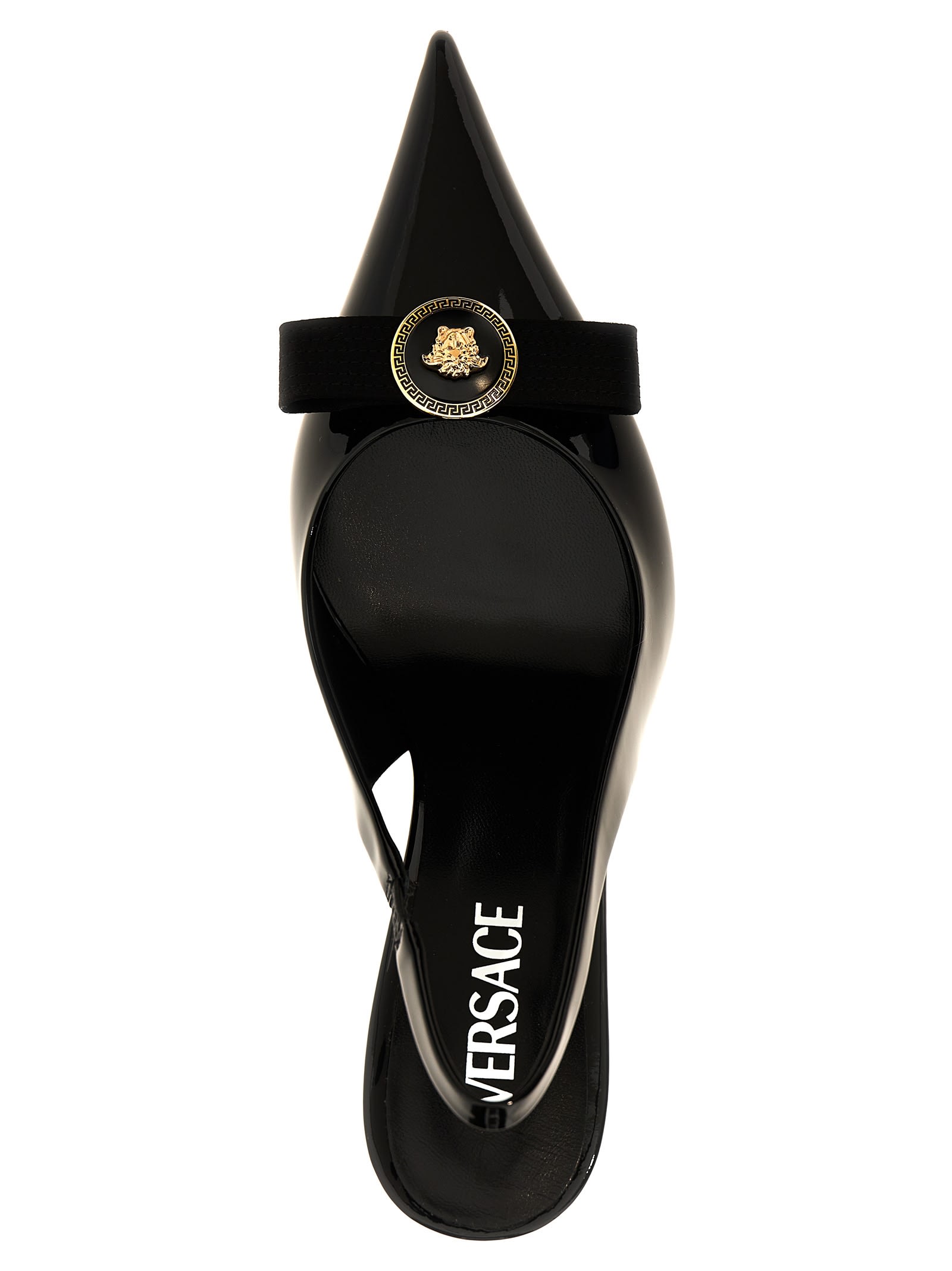 Versace Gianni Ribbon Slingback In Black