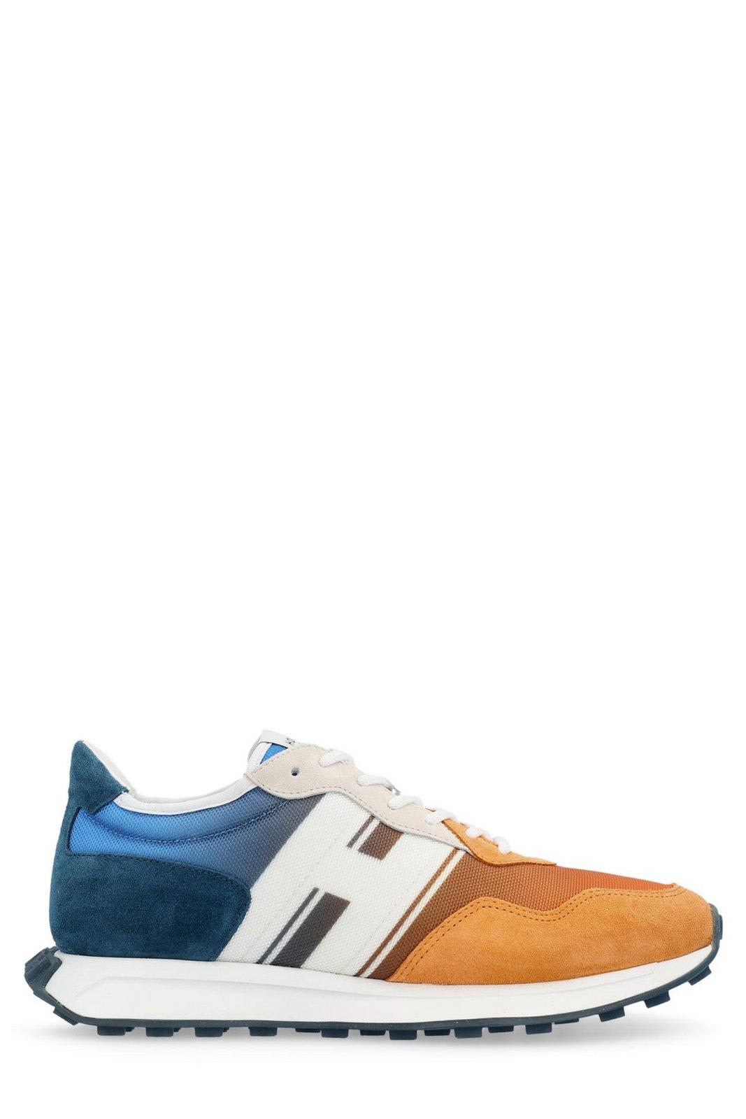 Hogan Round Toe Panelled Sneakers In Multicolor