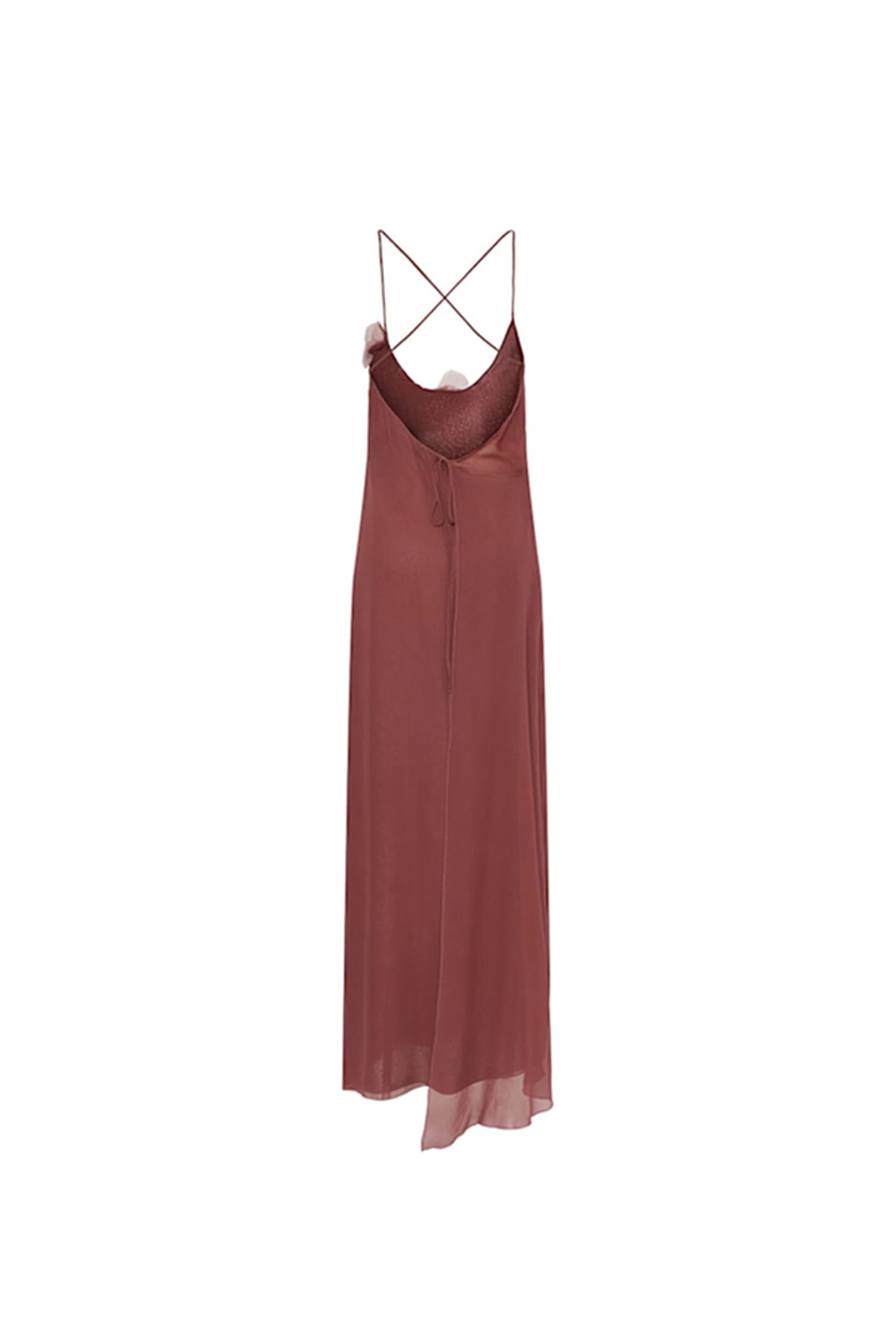 Blumarine Brick Crepe Dress In Sequoia