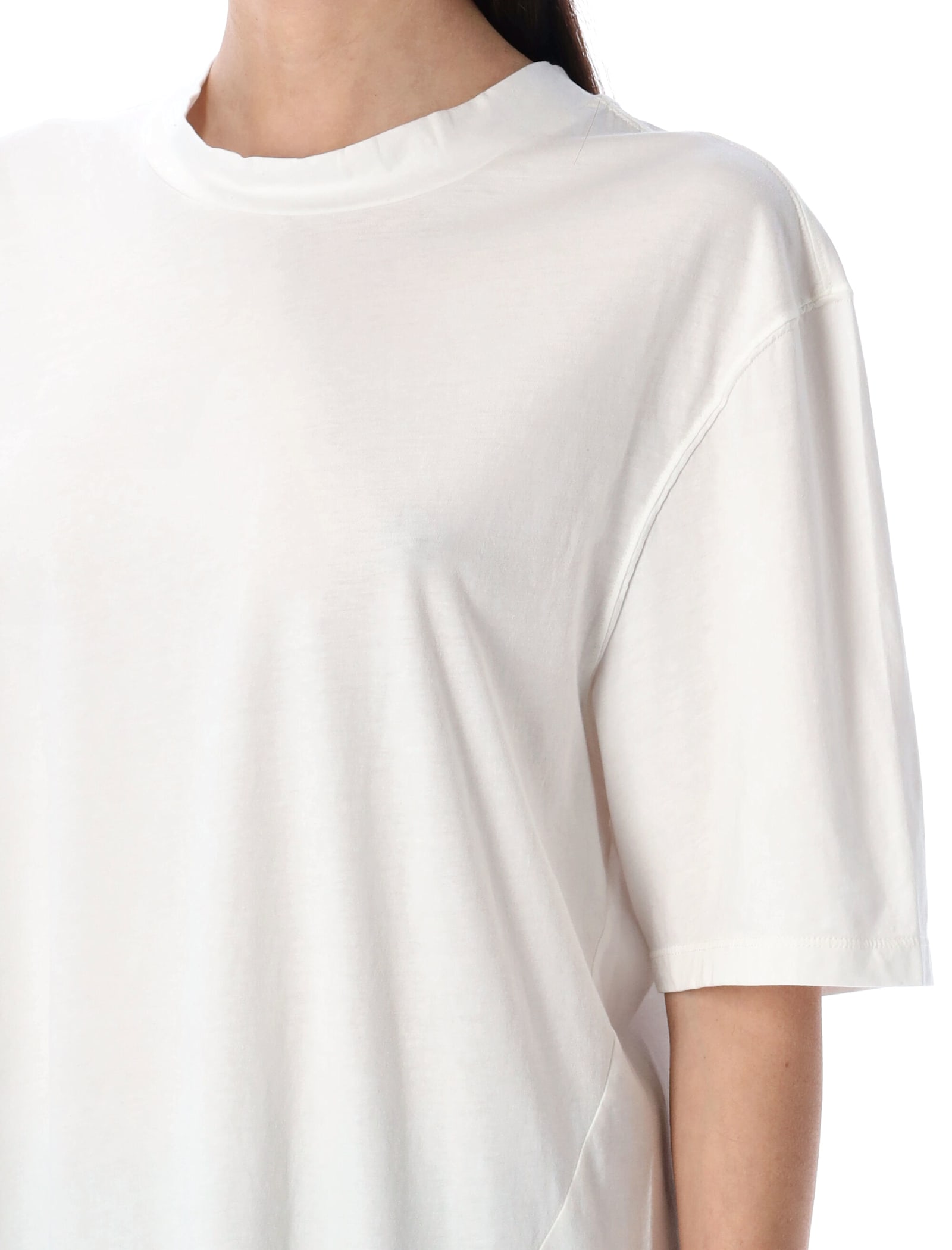 Our Legacy Oversized White T-shirt With Twisted Side Seams In White Clean Jersey