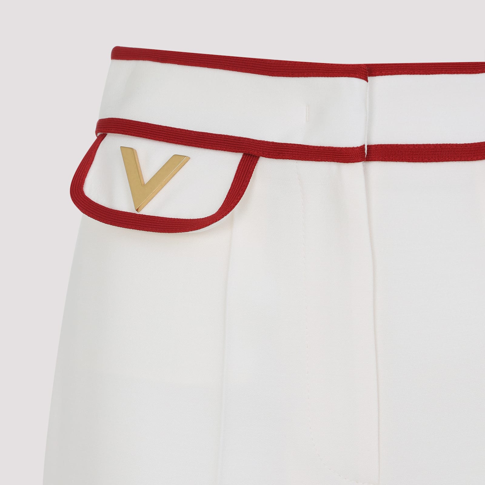 Valentino Ivory Trousers With Gold V In White