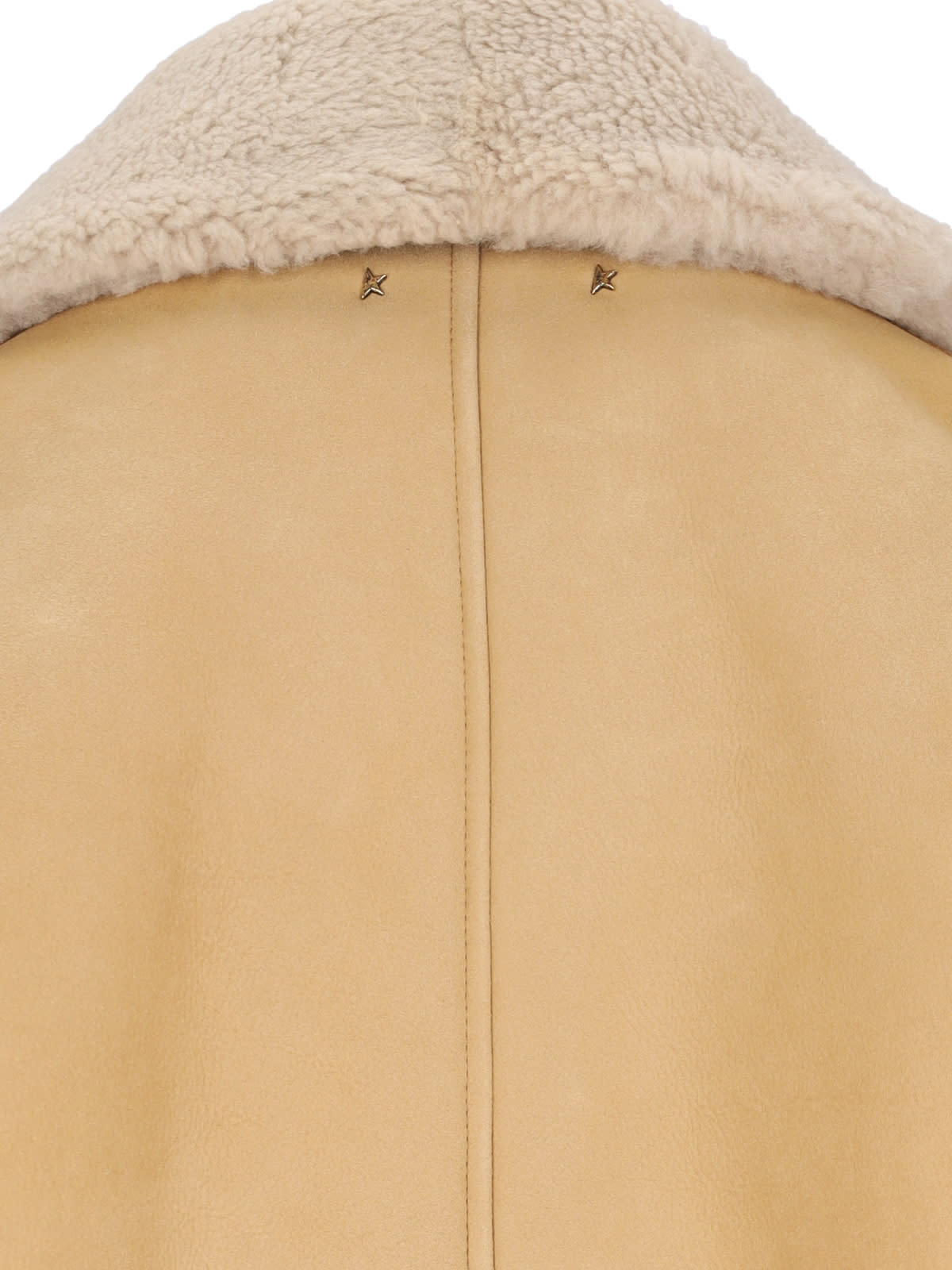 Shop Golden Goose Single-breasted Shearling Jacket In Beige