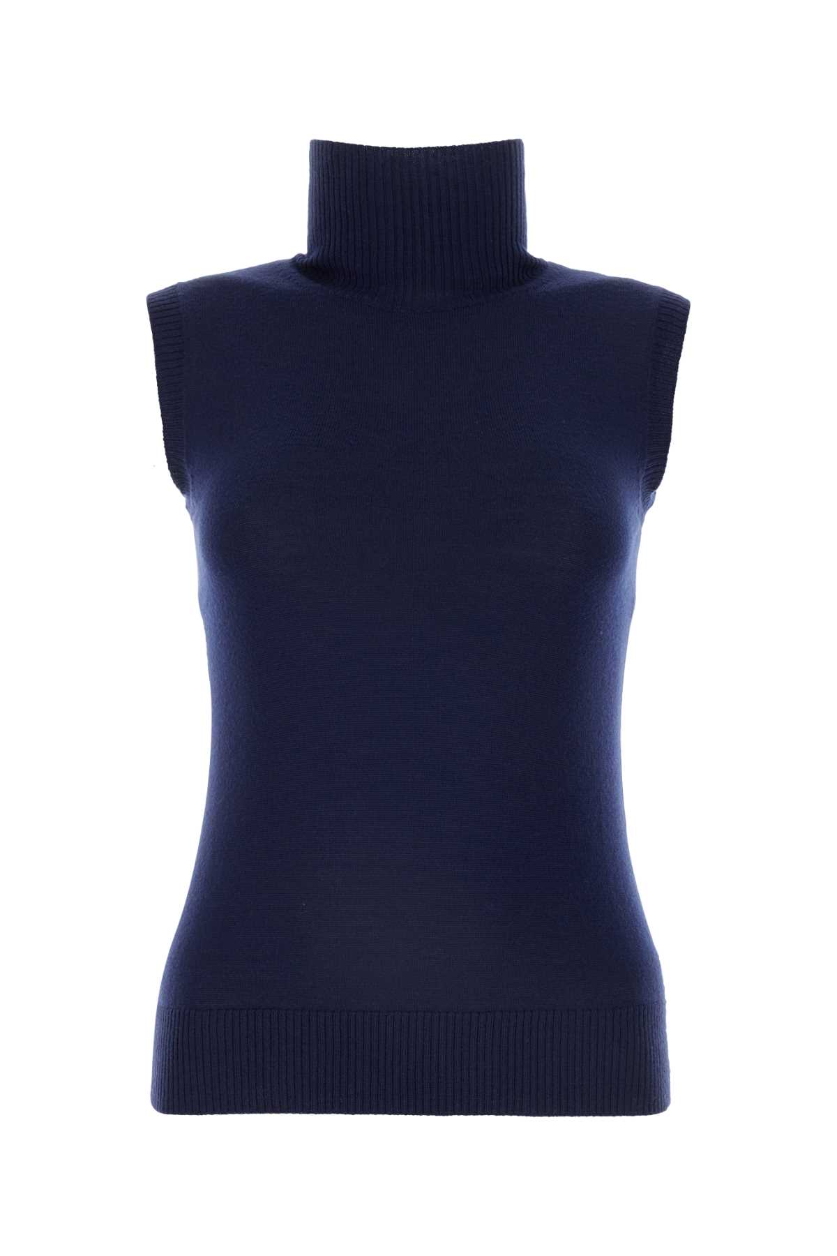 Shop Sportmax Dark Blue Wool Ardenza Vest In Inchiostro