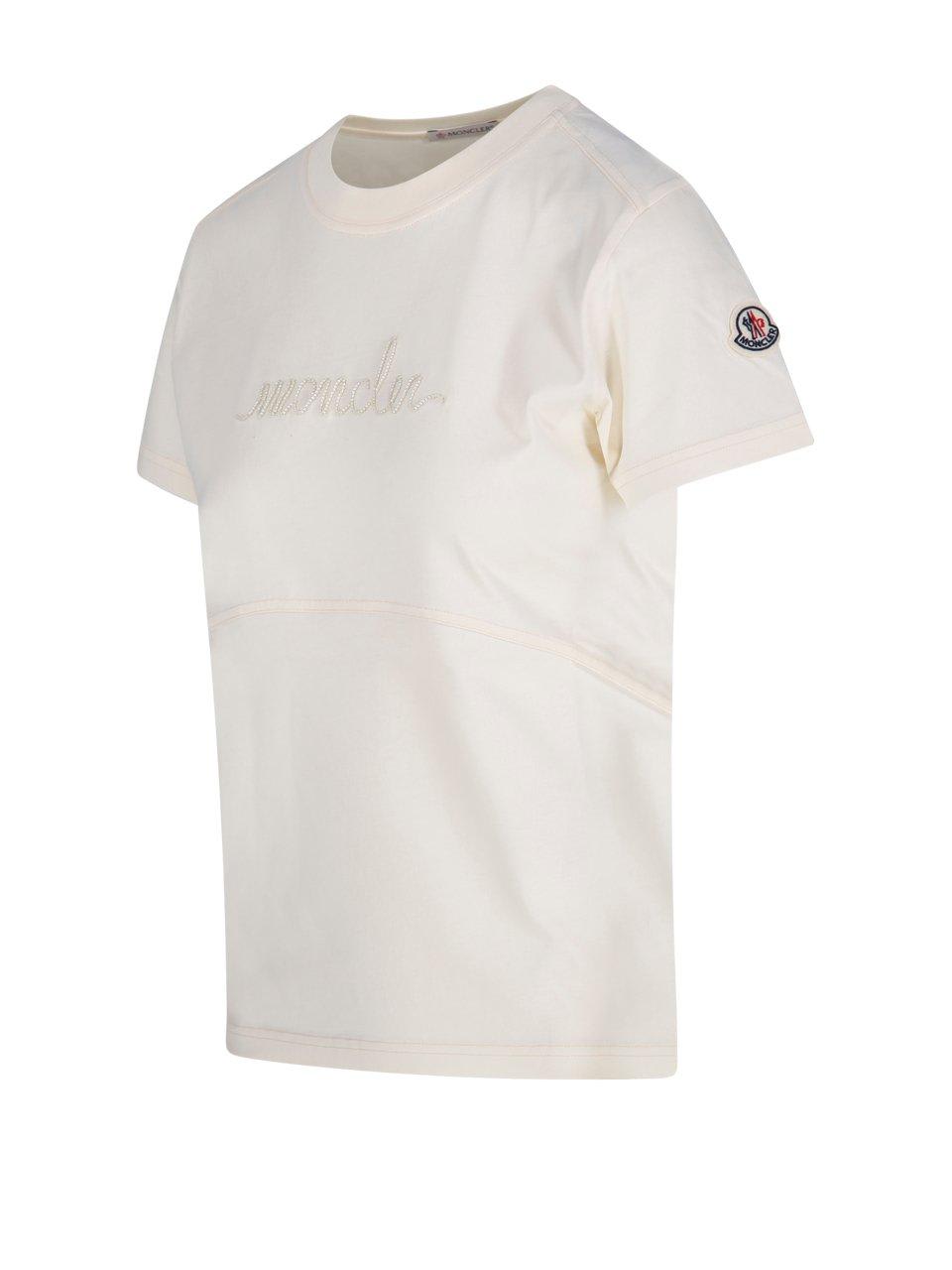 Moncler Logo Patch Crewneck T-shirt In White