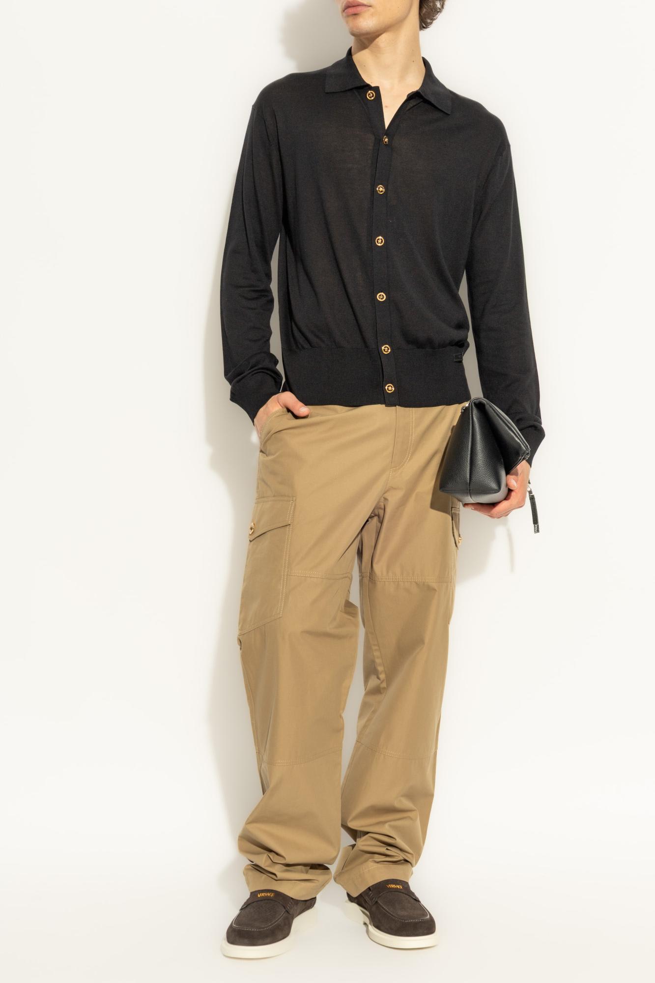 Versace Cotton Cargo Pants In Brown