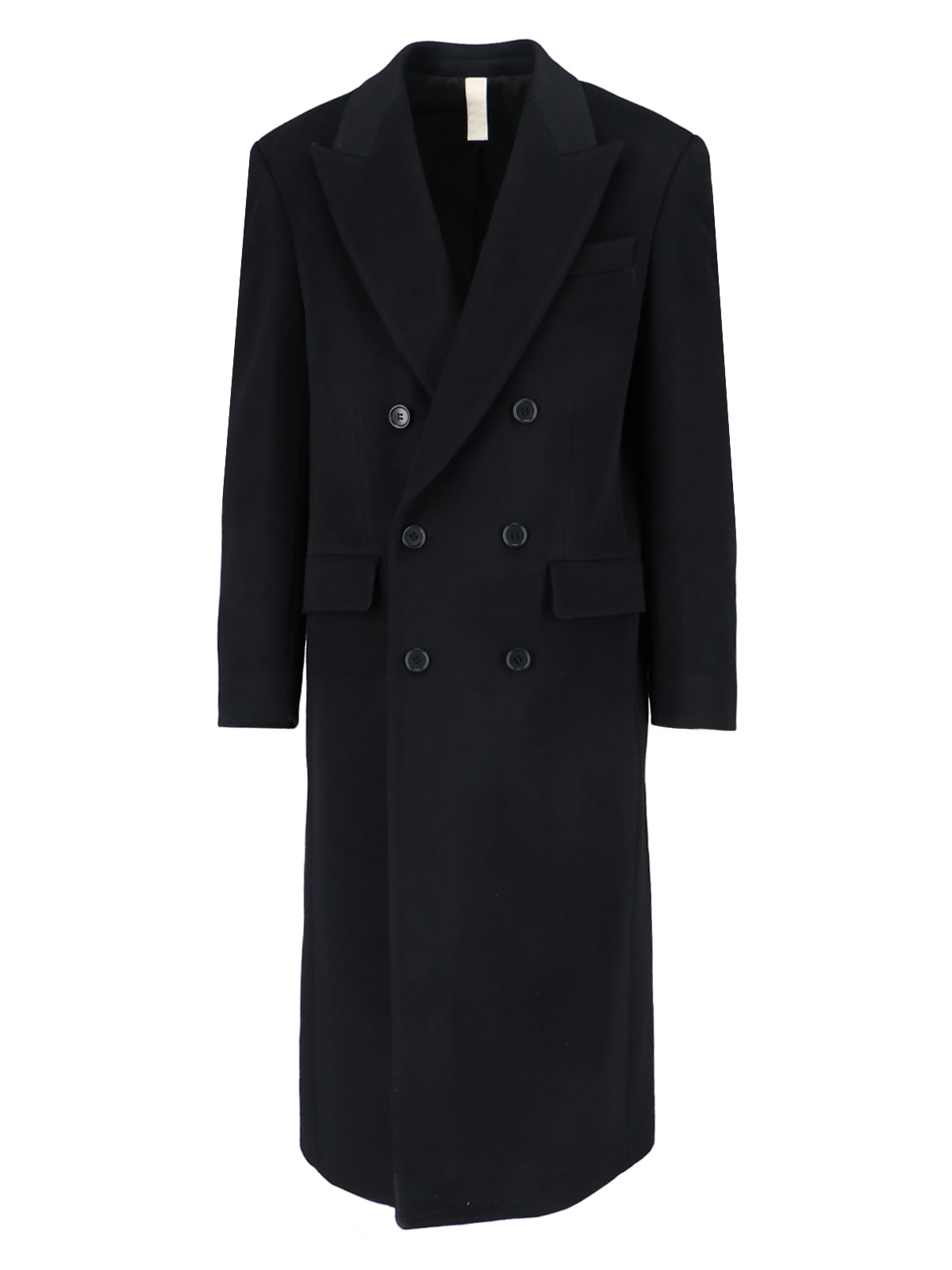 Shop Sunflower Double-breasted Coat In Black