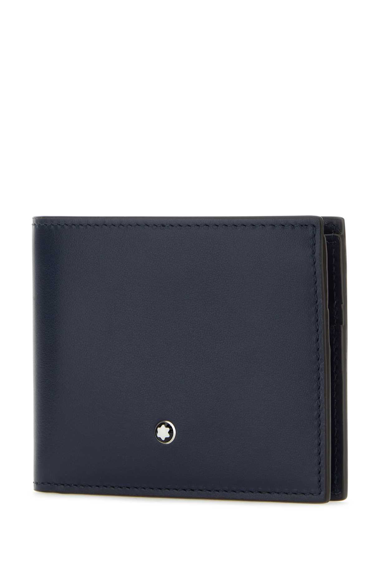 Shop Montblanc Navy Blue Leather Wallet In Inkblue