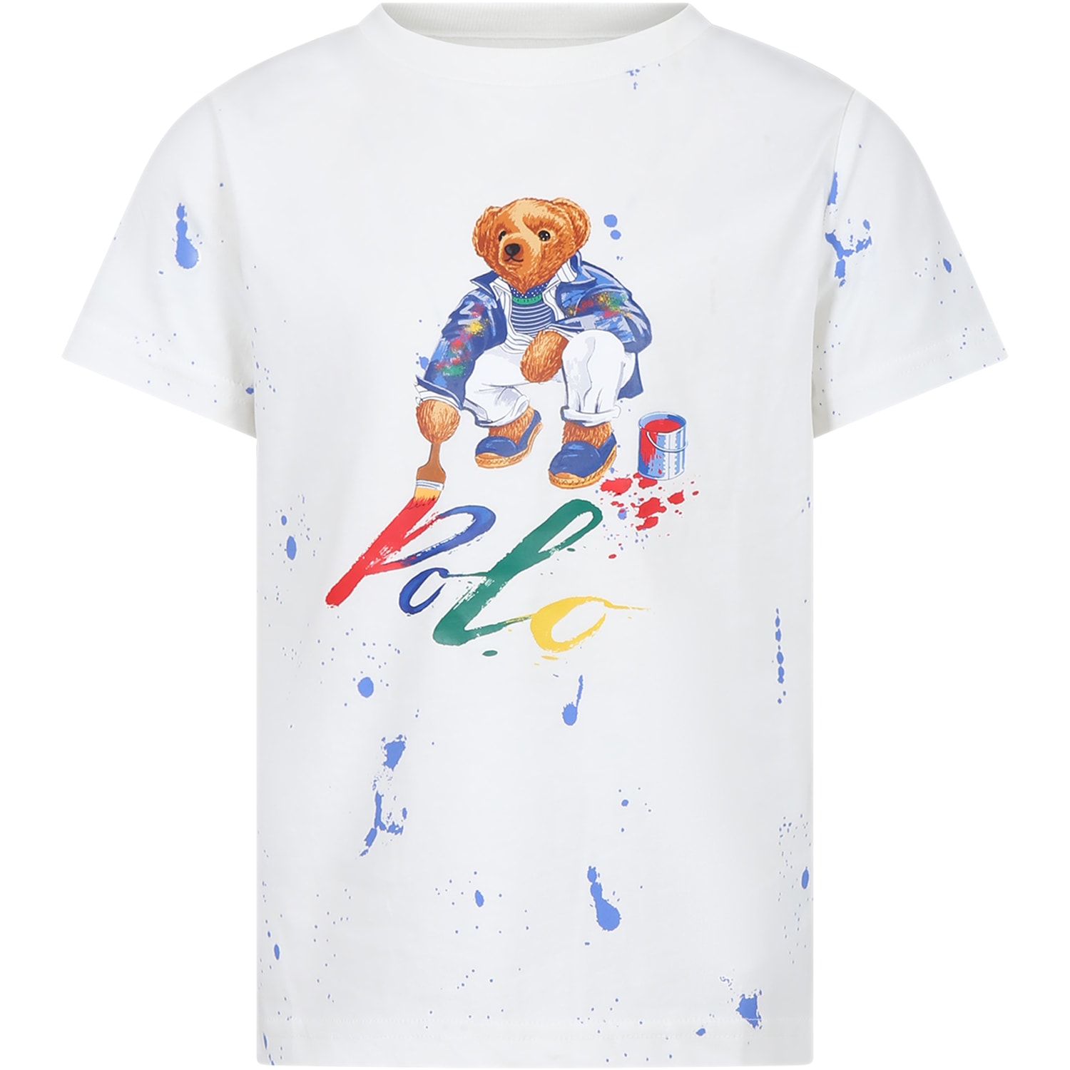 Ralph Lauren Kids' White T-shirt For Boy With Polo Bear