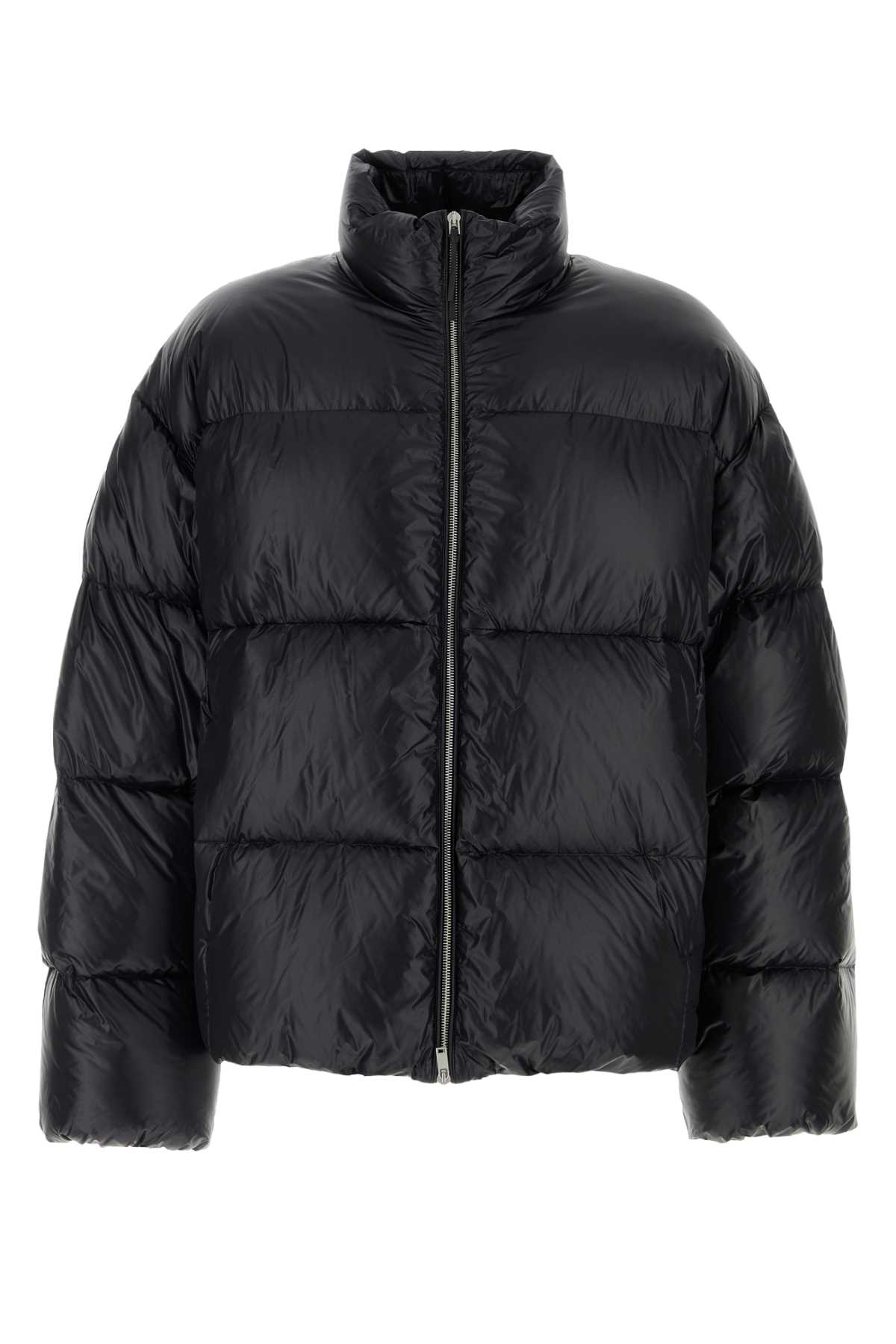 Jil Sander Nylon Down Puffer Jacket With High Collar In Black