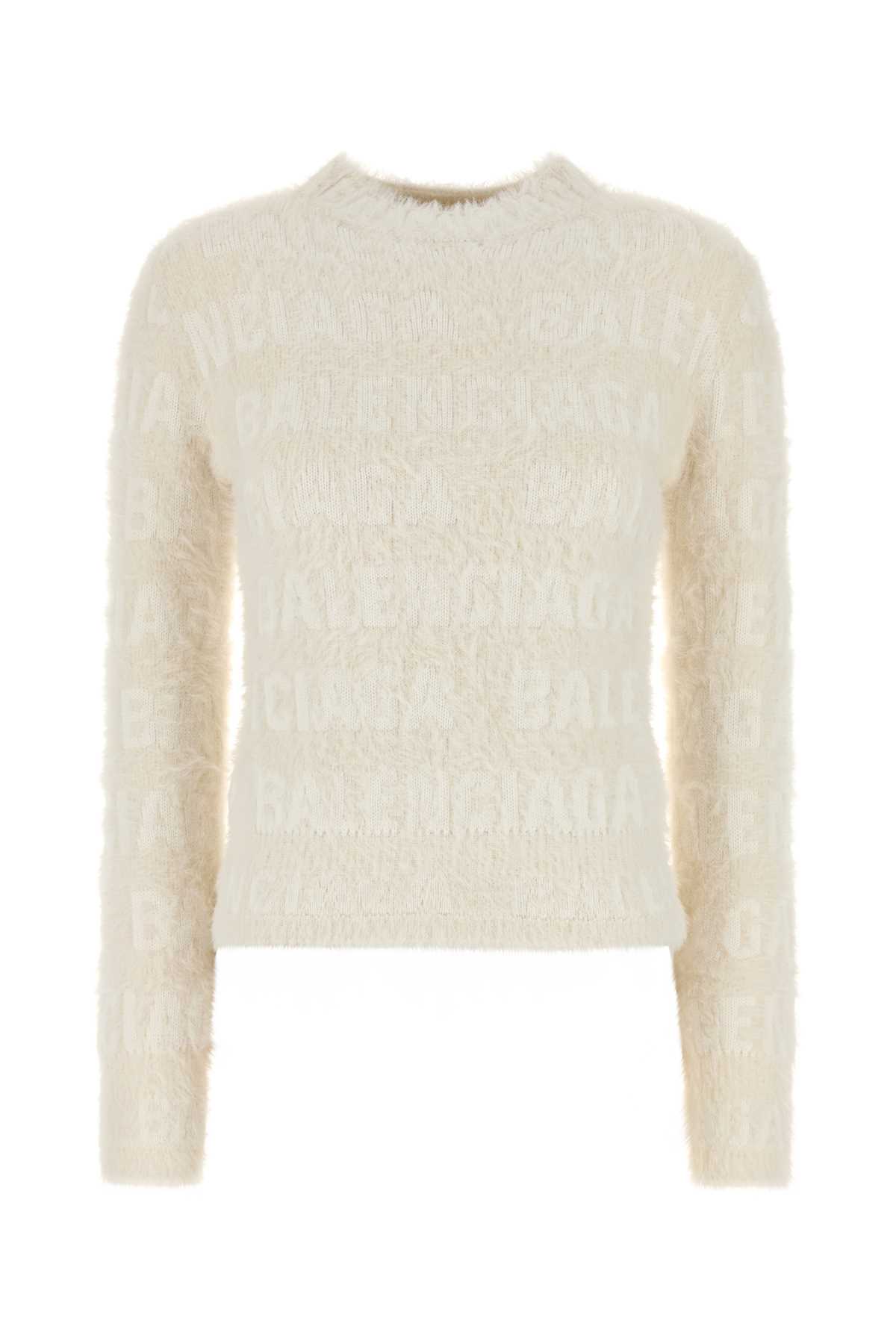 Shop Balenciaga Ivory Wool Blend Sweater