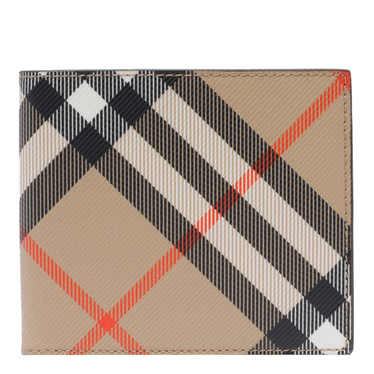 Shop Burberry Check Wallet In Beige