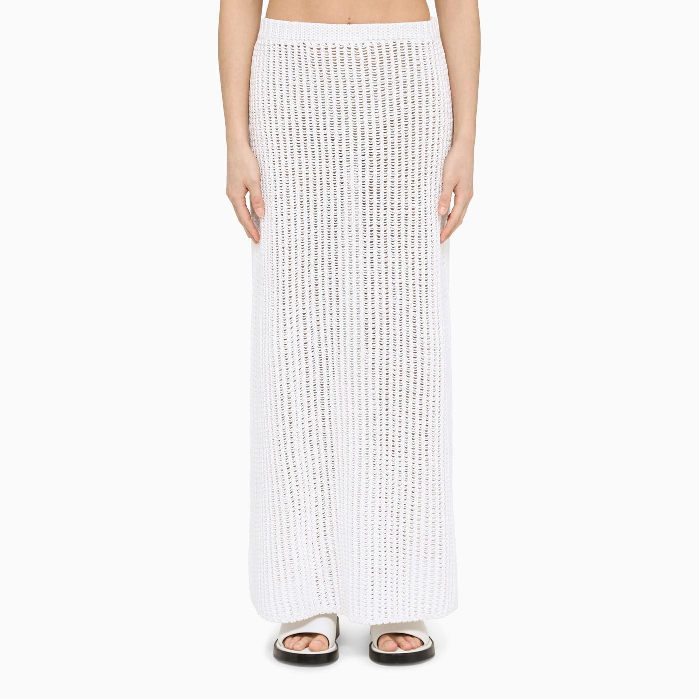 Shop Ferragamo White Crochet Long Skirt