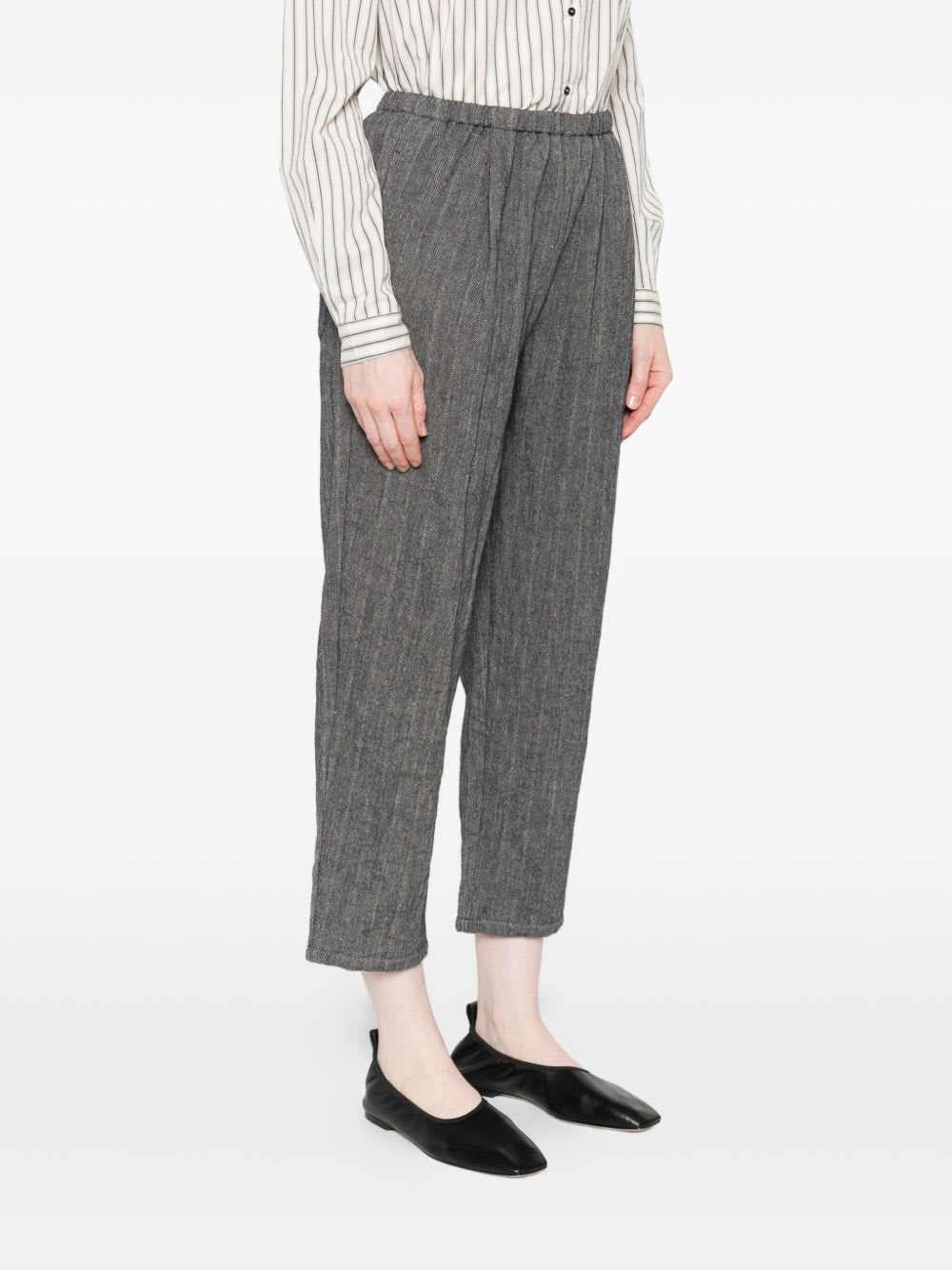 Apuntob Wool And Linen Blend Trousers In Gray