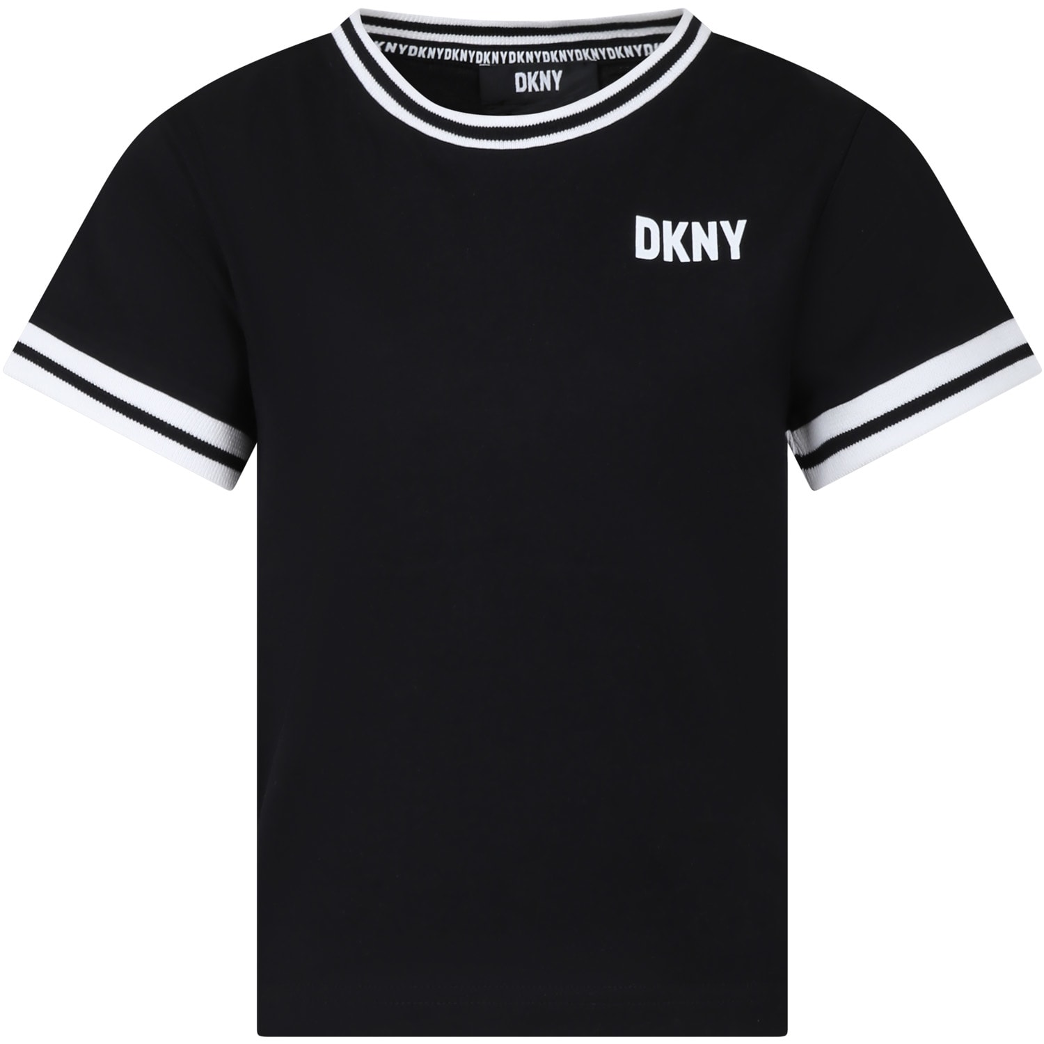 Shop Dkny Black T-shirt For Girl With Logo In B Nero
