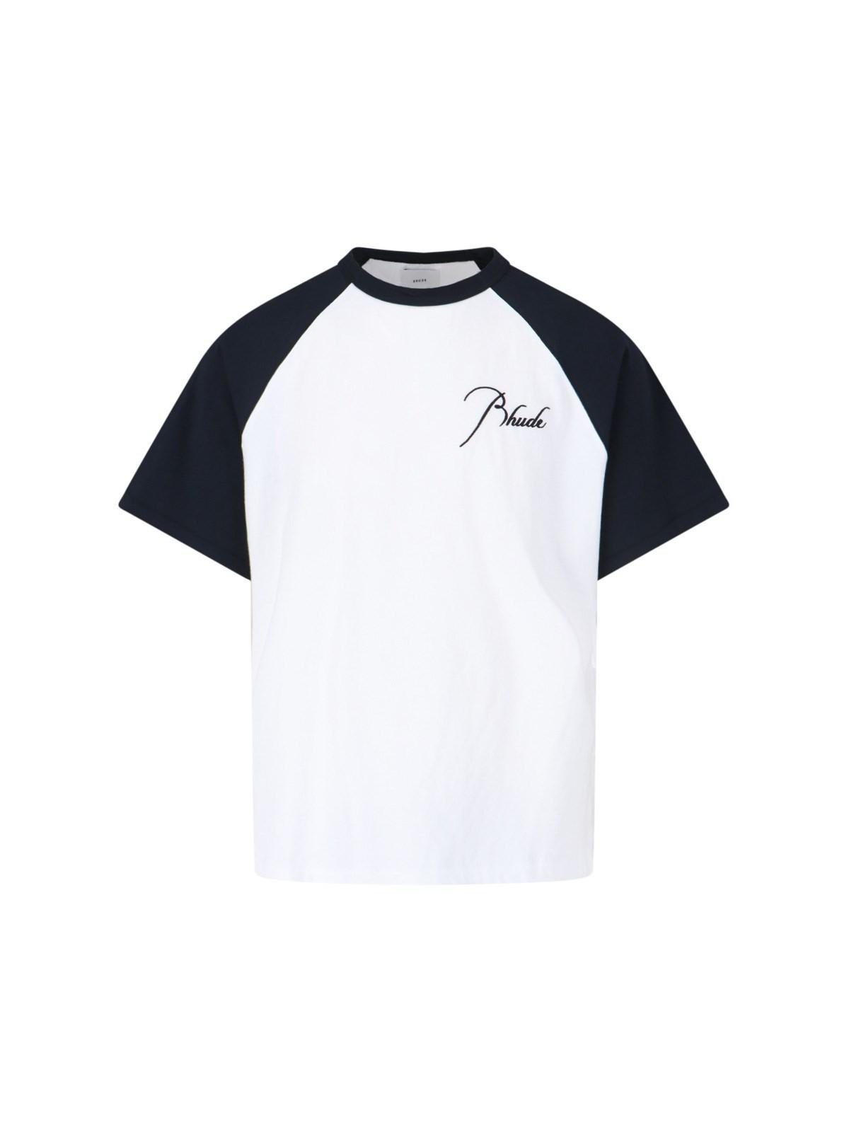 Shop Rhude Embroidered T-shirt In White/black