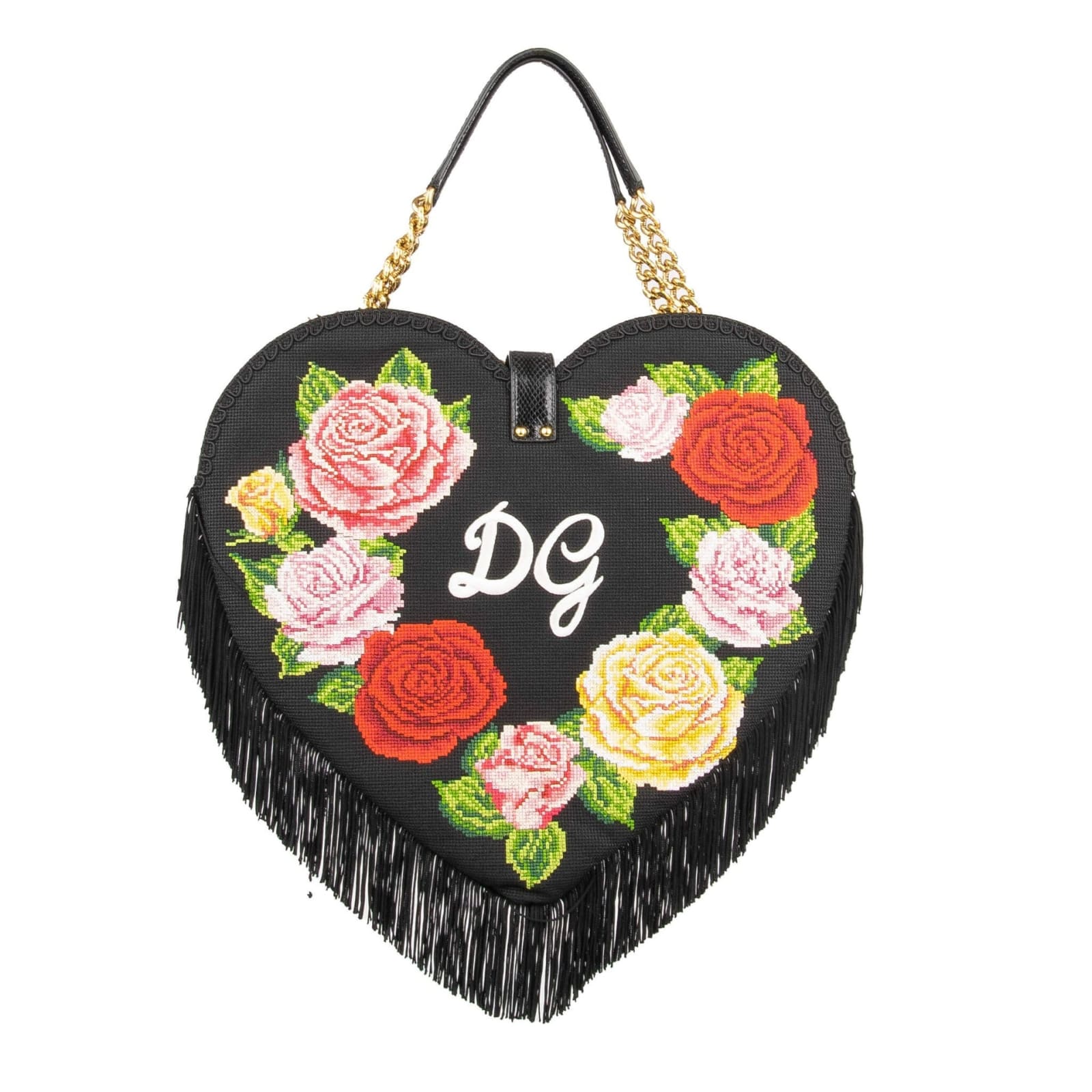Shop Dolce & Gabbana My Heart Crochet Bag In Black