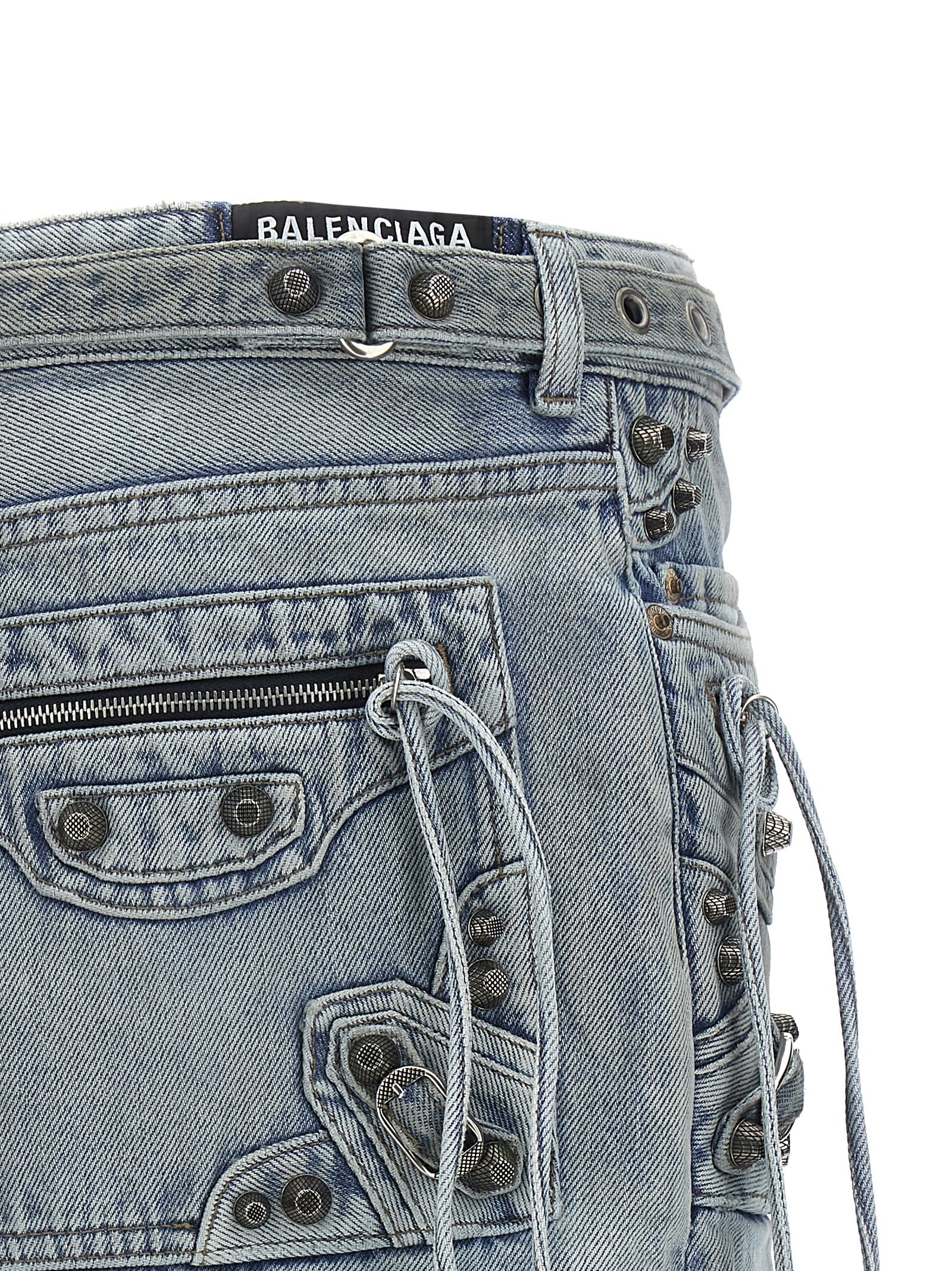 BALENCIAGA CAGOLE DENIM MINI SKIRT