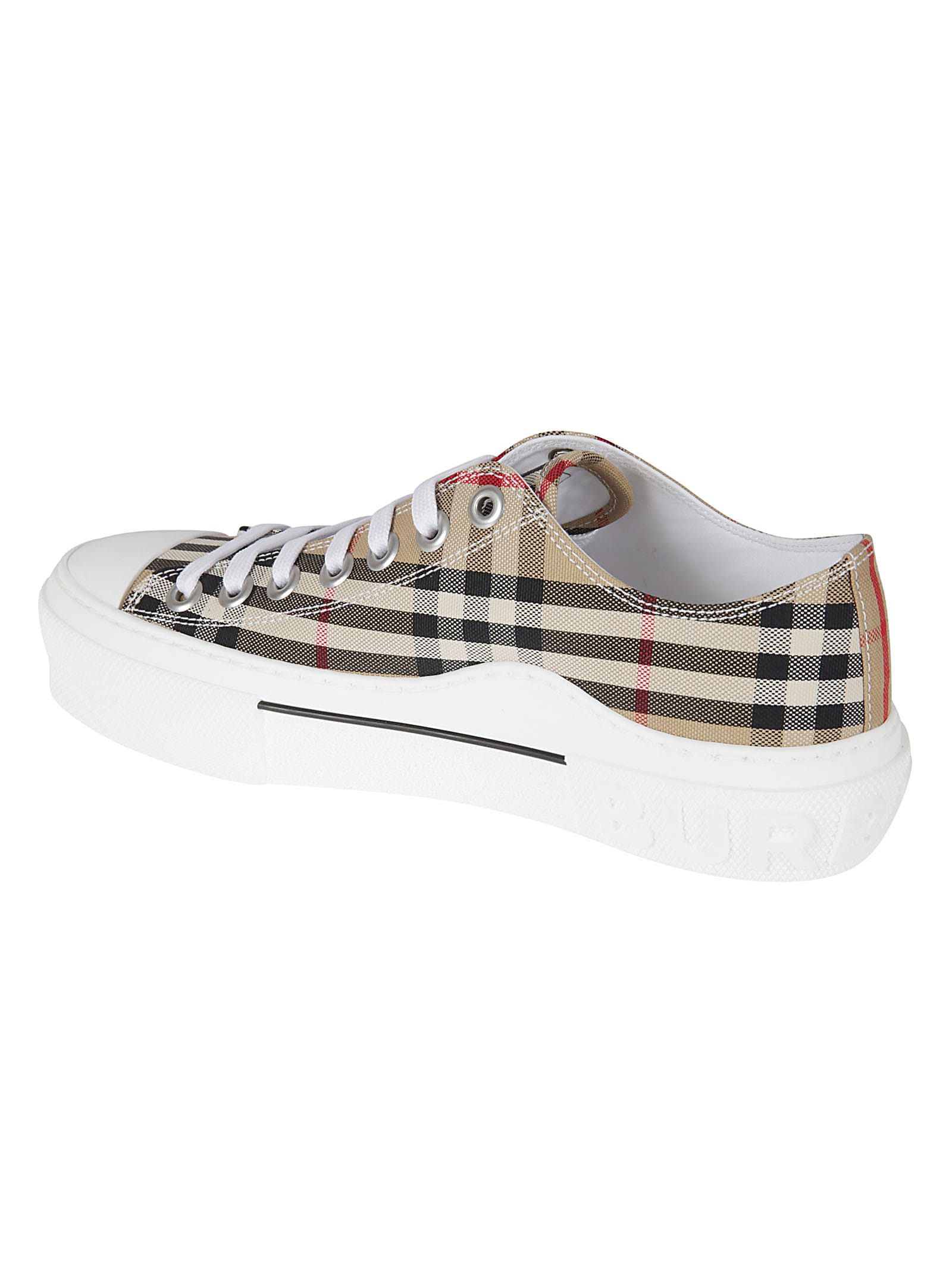 Burberry Beige Cotton Sneakers With Casual Chic Check Pattern In Archive Beige Ip Chk