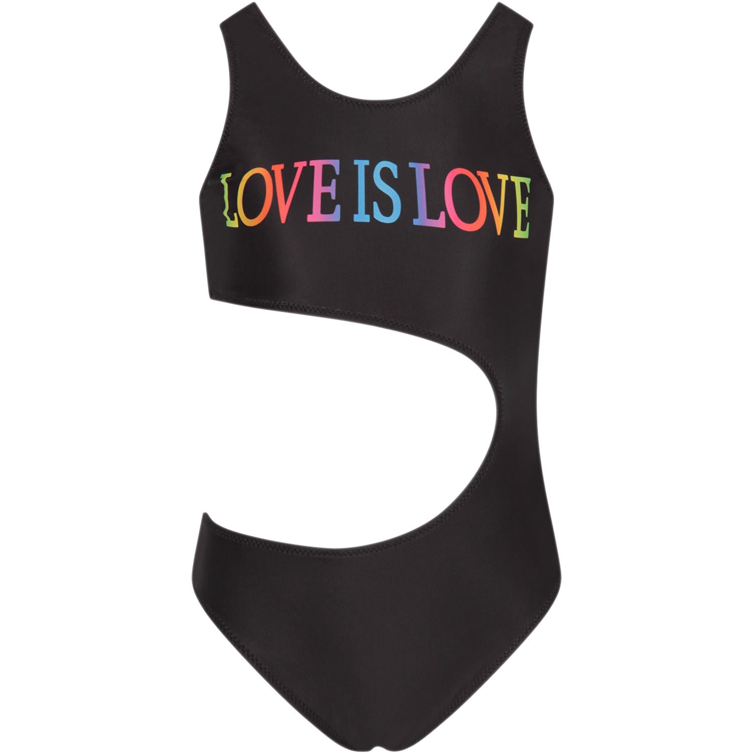 ALBERTA FERRETTI BLACK SWIMSUIT FOR GIRL WITH COLORFUL WRITING,11250629