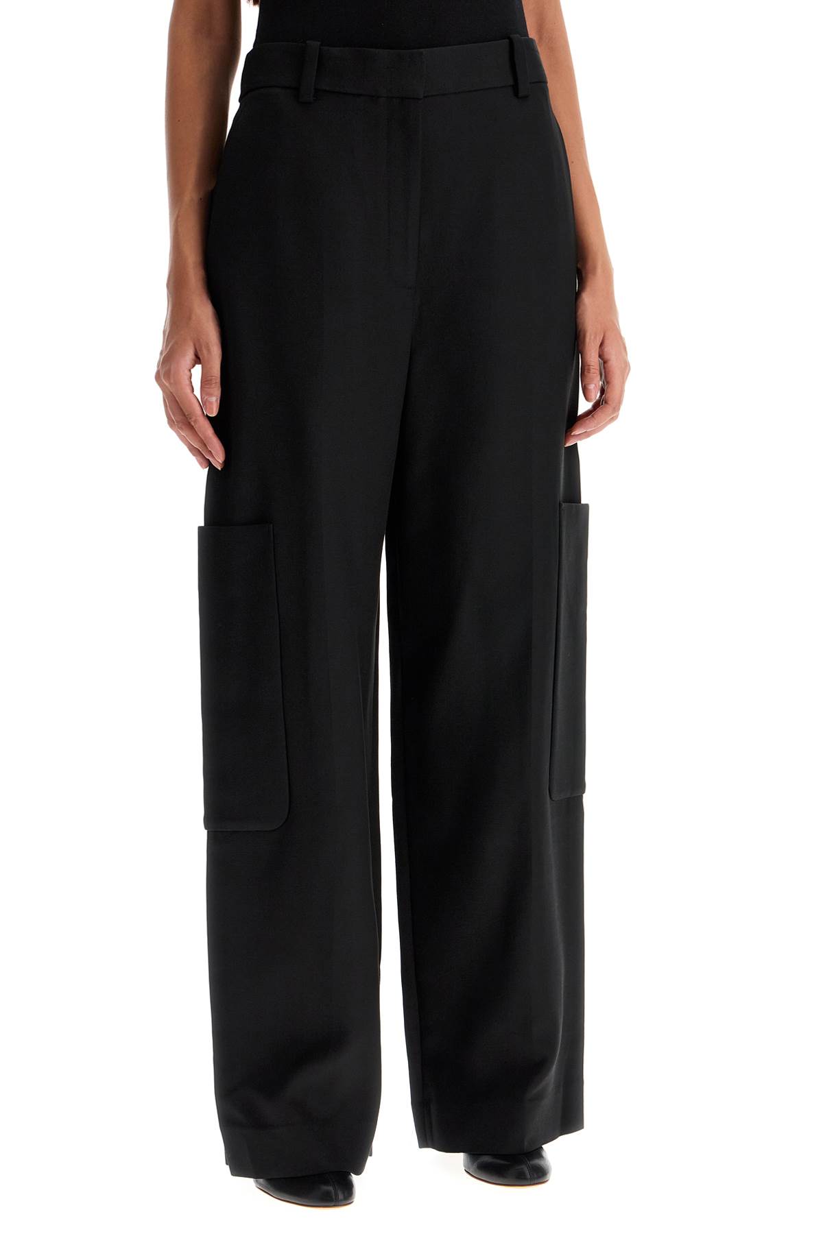 Khaite Wide Leg Pants In Black
