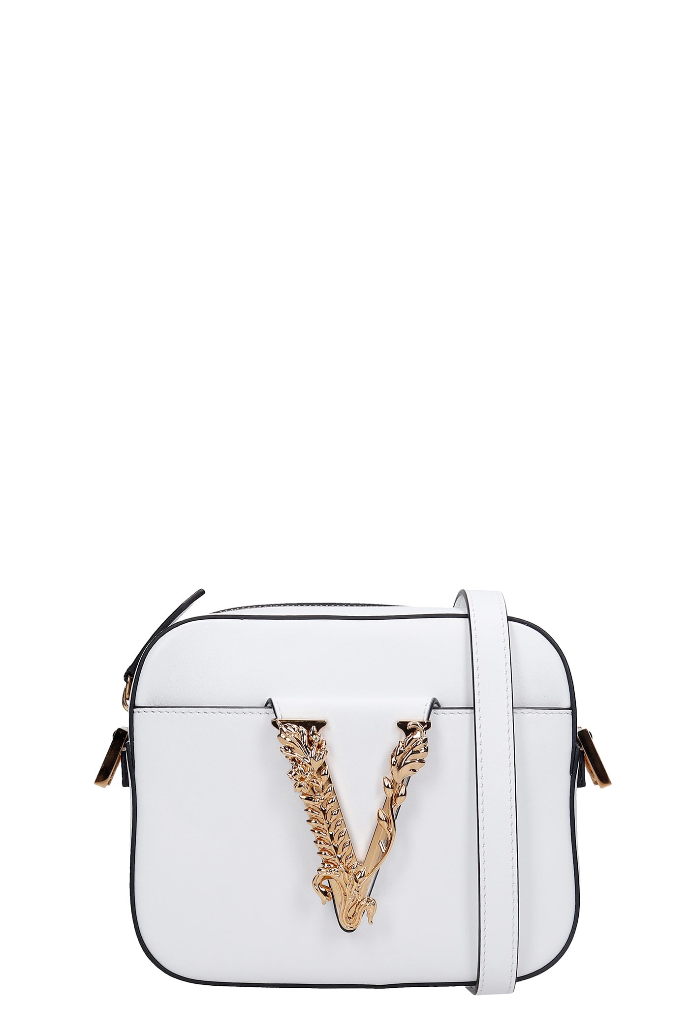 VERSACE SHOULDER BAG IN WHITE LEATHER,11777393