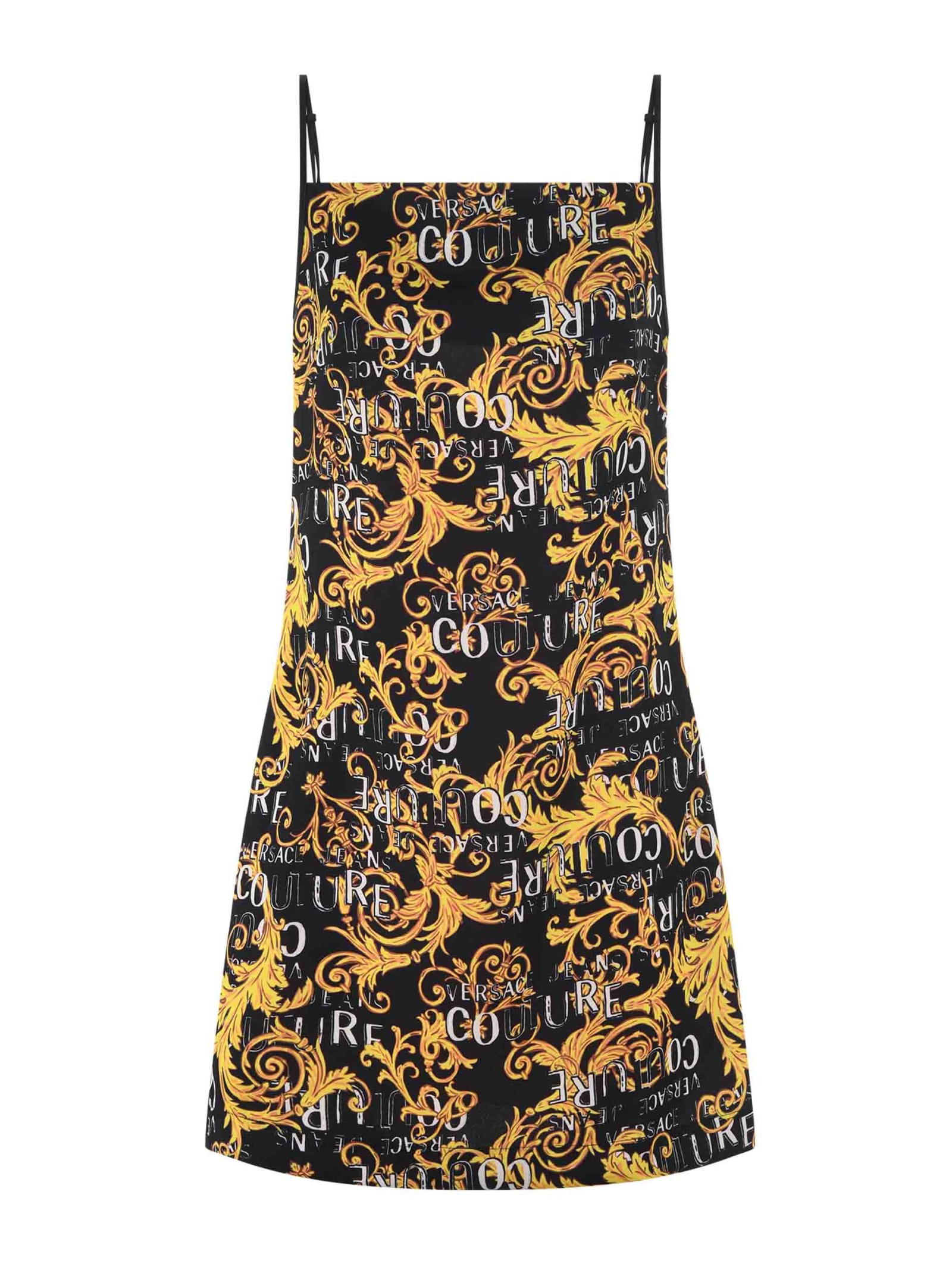 Shop Versace Jeans Couture Dress In Nero/oro