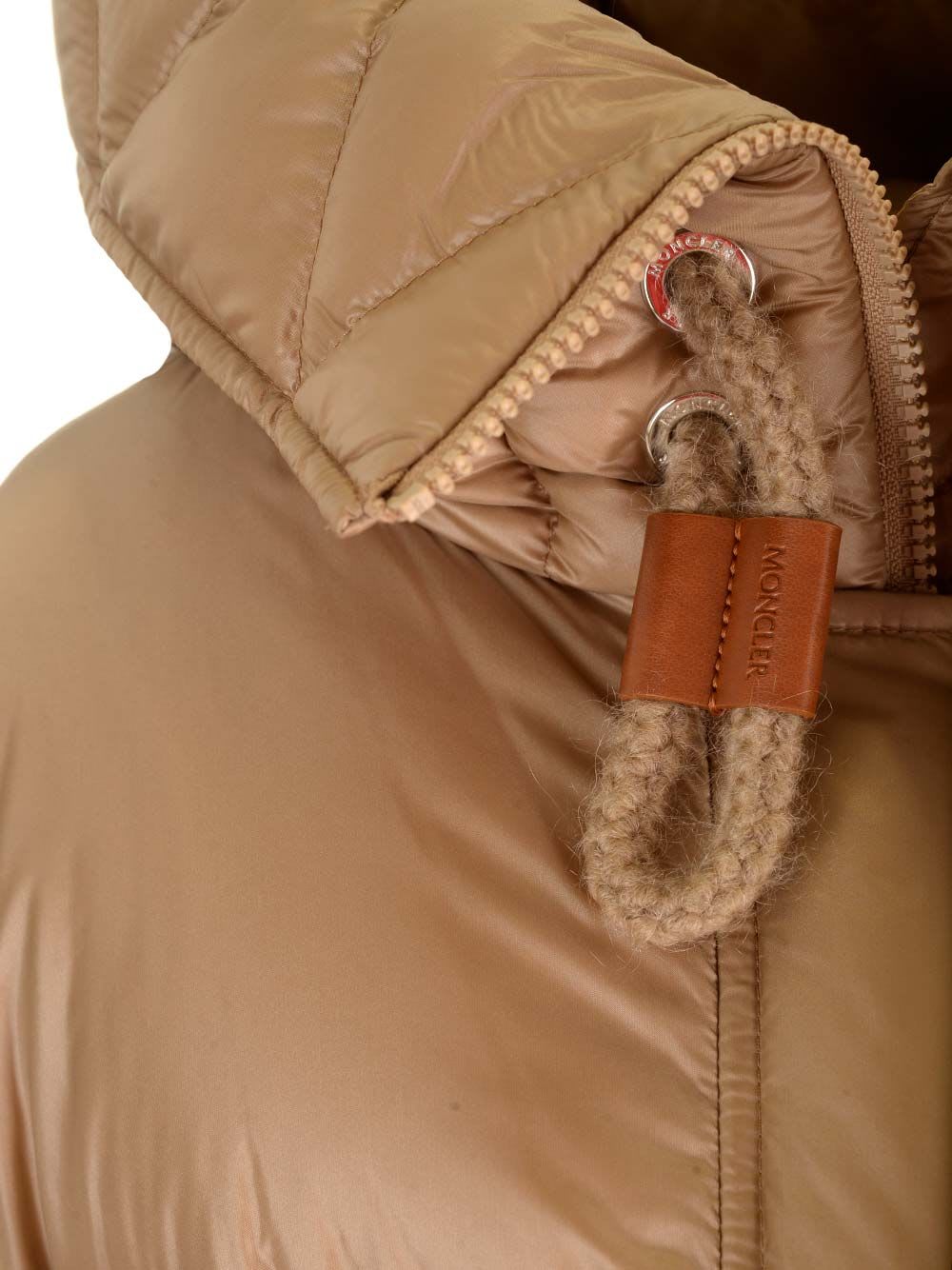 Shop Moncler Borey Puffer Jacket In Beige