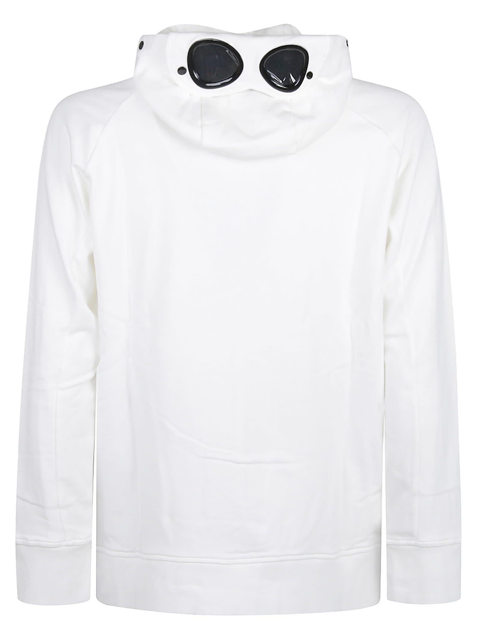 C.p. Company Sweatshirts Hooded Open In Diagonal Raised Fleece In White