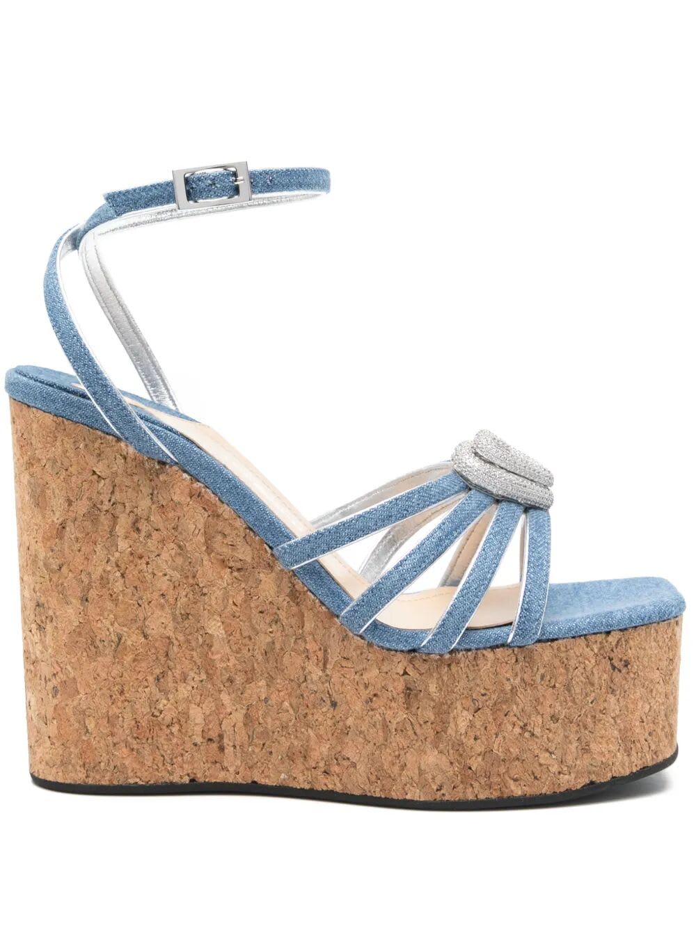 Double Heart Cork Wedge Sandals 120mm