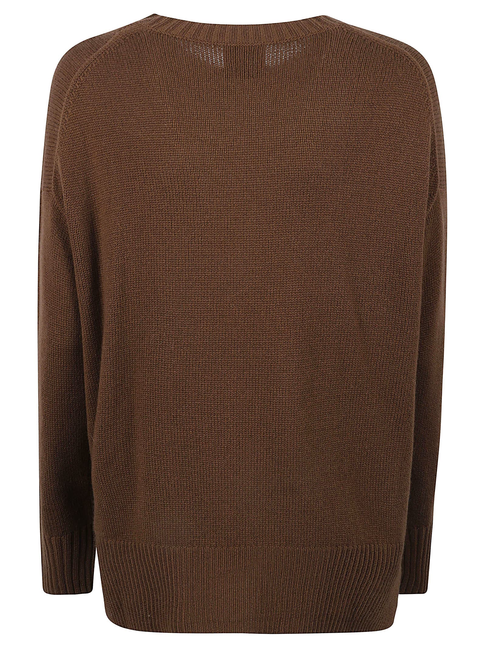 Shop Allude Loose Fit Side Slit Knit Sweater In Brown