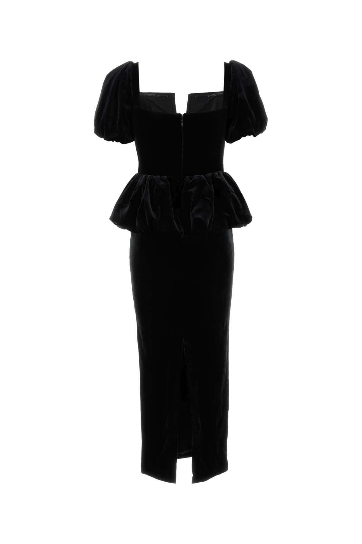 SELF-PORTRAIT BLACK STRETCH VELVET DRESS