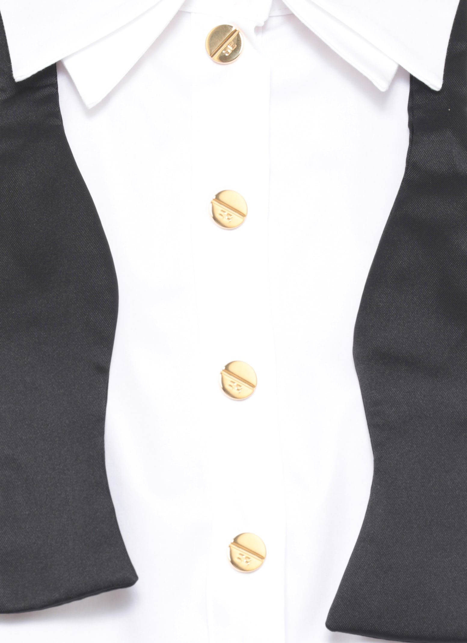 Elisabetta Franchi Cropped Top With Long Cuffs And Buttons In White