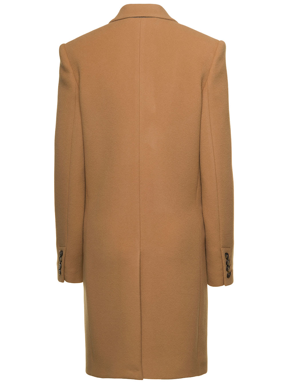 Shop Stella Mccartney Sand-colored Structured Single-breasted Coat With Notched Revers In Wool Woman In Brown