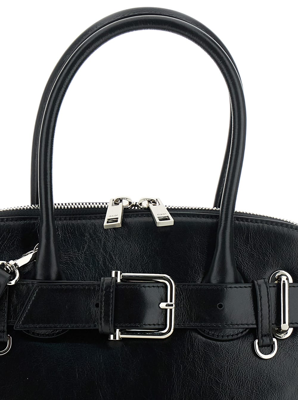 Osoi Zip Brocle Black Handbag With Belt With Metal Buckle And Top Shoulder Strap In Leather Woman In Black