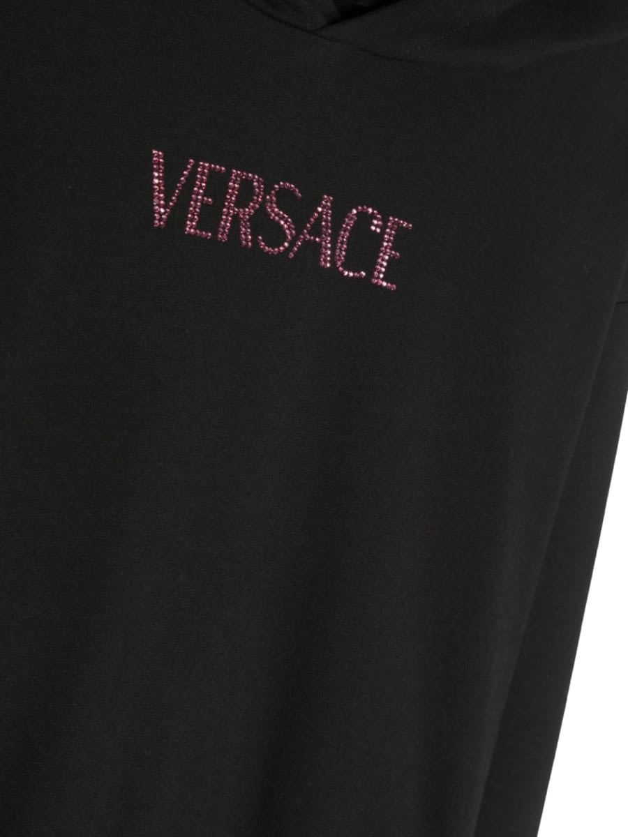 Shop Versace Dress Fleece + Baroque Coconut Poly Twill + Logo Embroidery In Multicolour