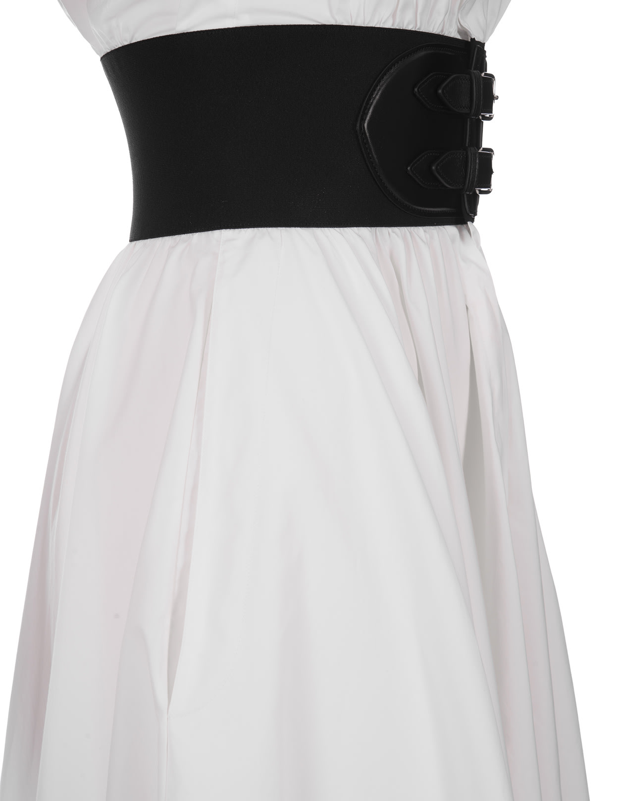 Shop Alaïa White Poplin Hooded Midi Dress With Crossed Belt