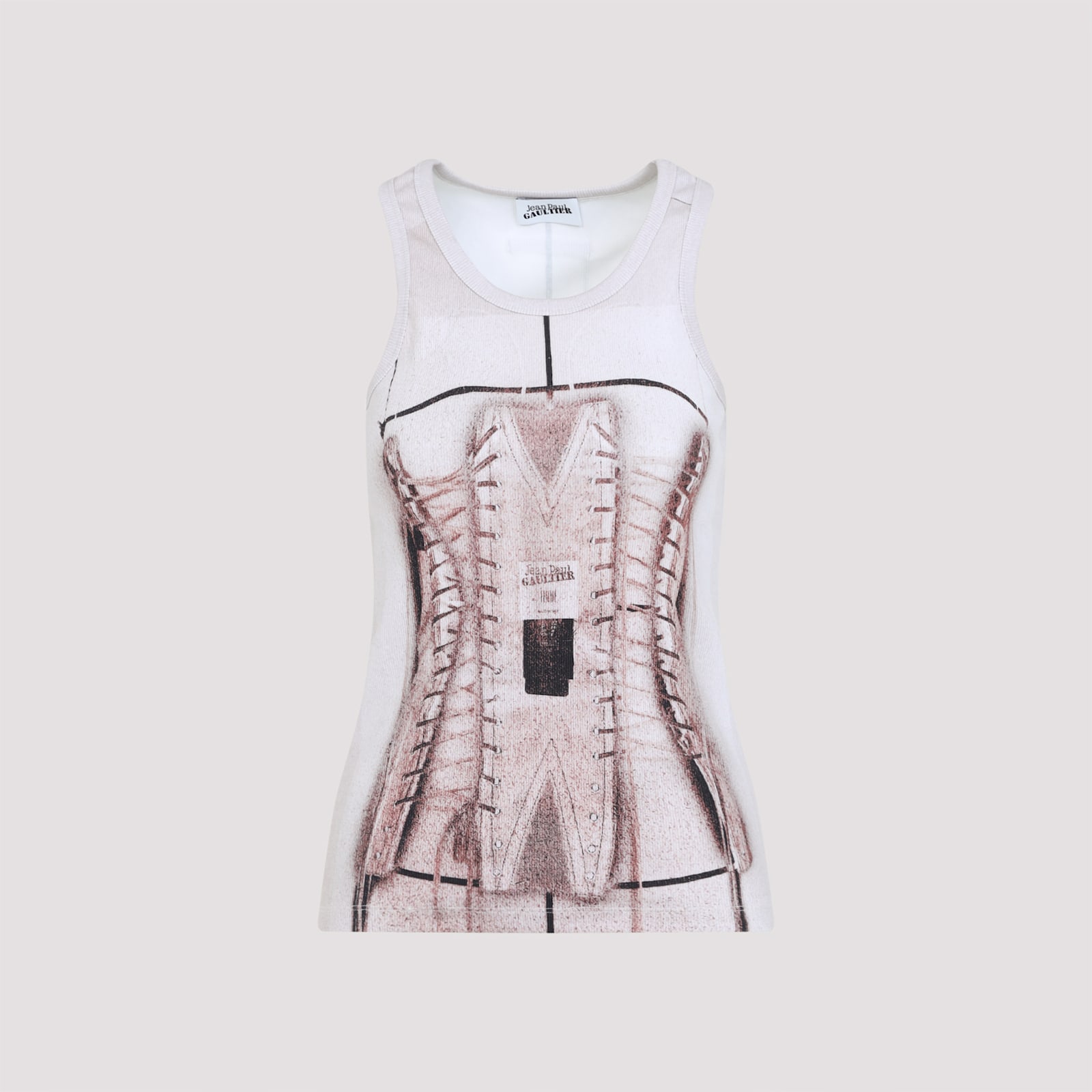 Shop Jean Paul Gaultier Printed Ribbed Top In Dustypink White Black