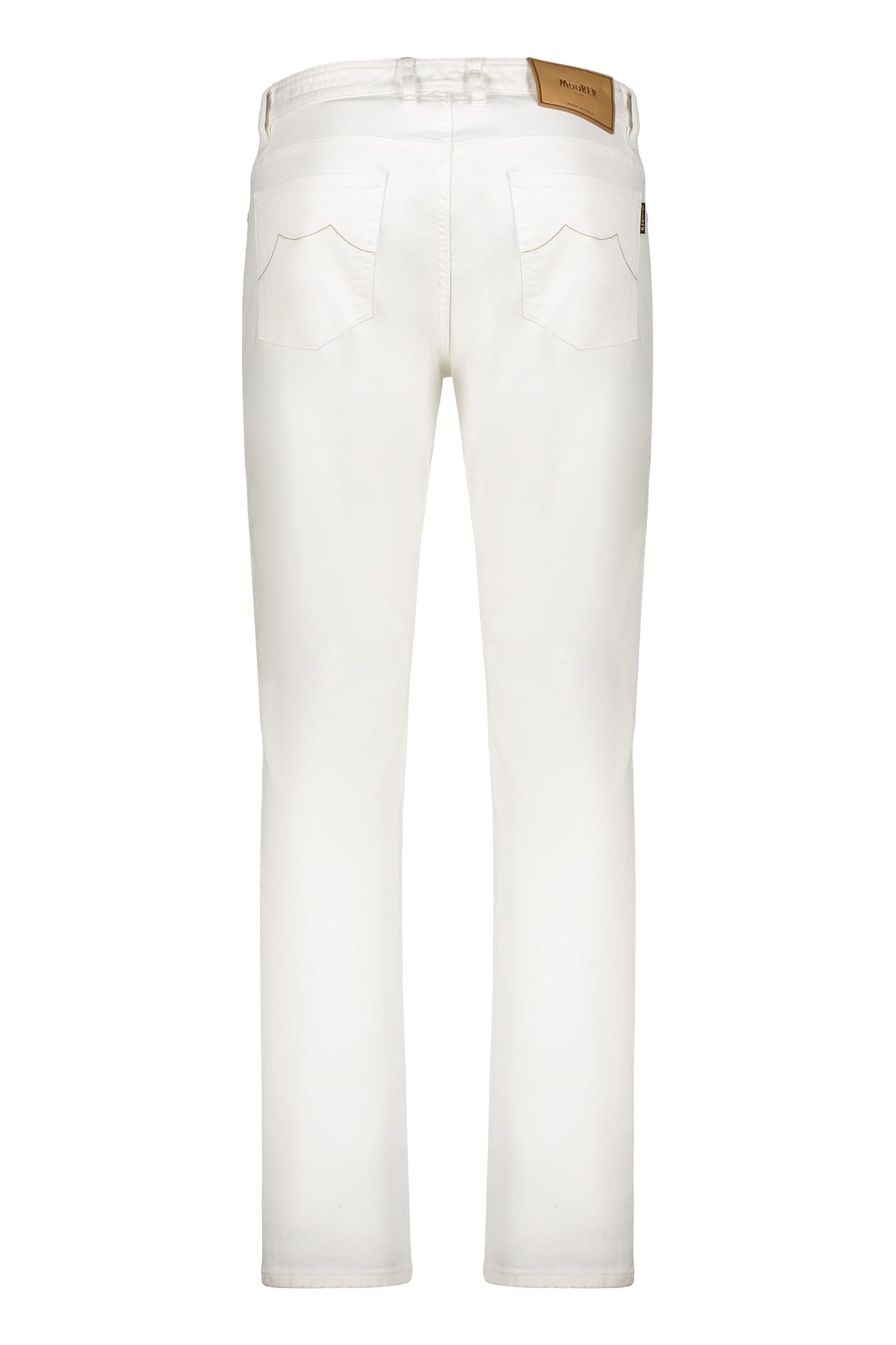 Moorer Elegant And Versatile White Slim Fit Jeans In White