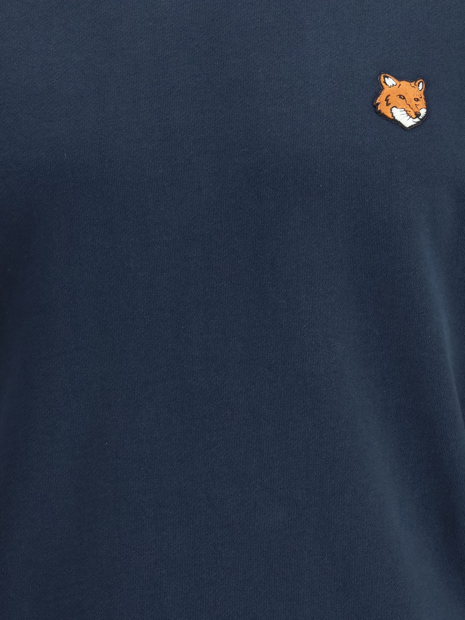 Maison Kitsuné Striped Cotton Sweatshirt Button-down Collar In Blue