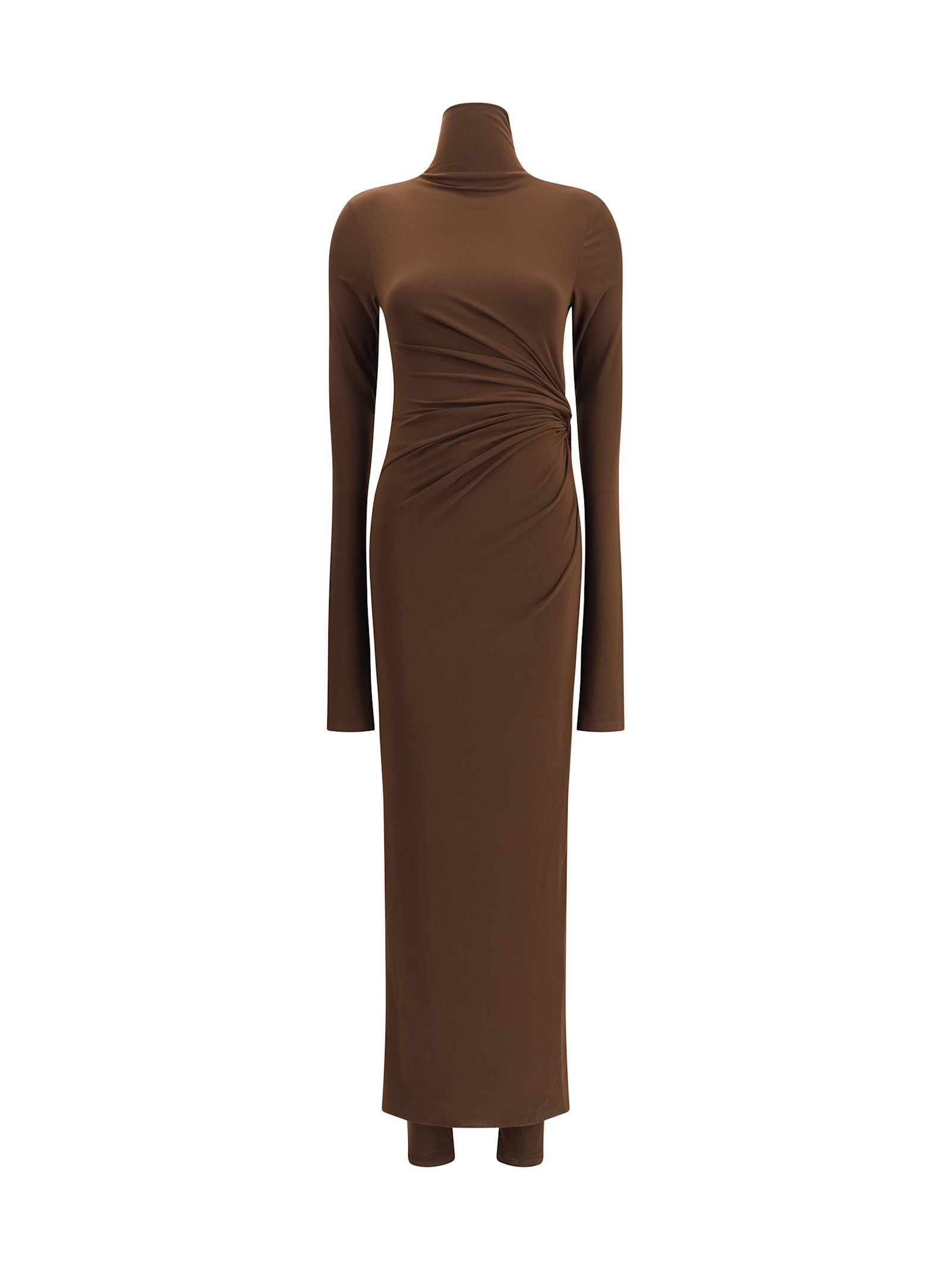 The Andamane Tessa Turtleneck Open-back Jumpsuit In Brown