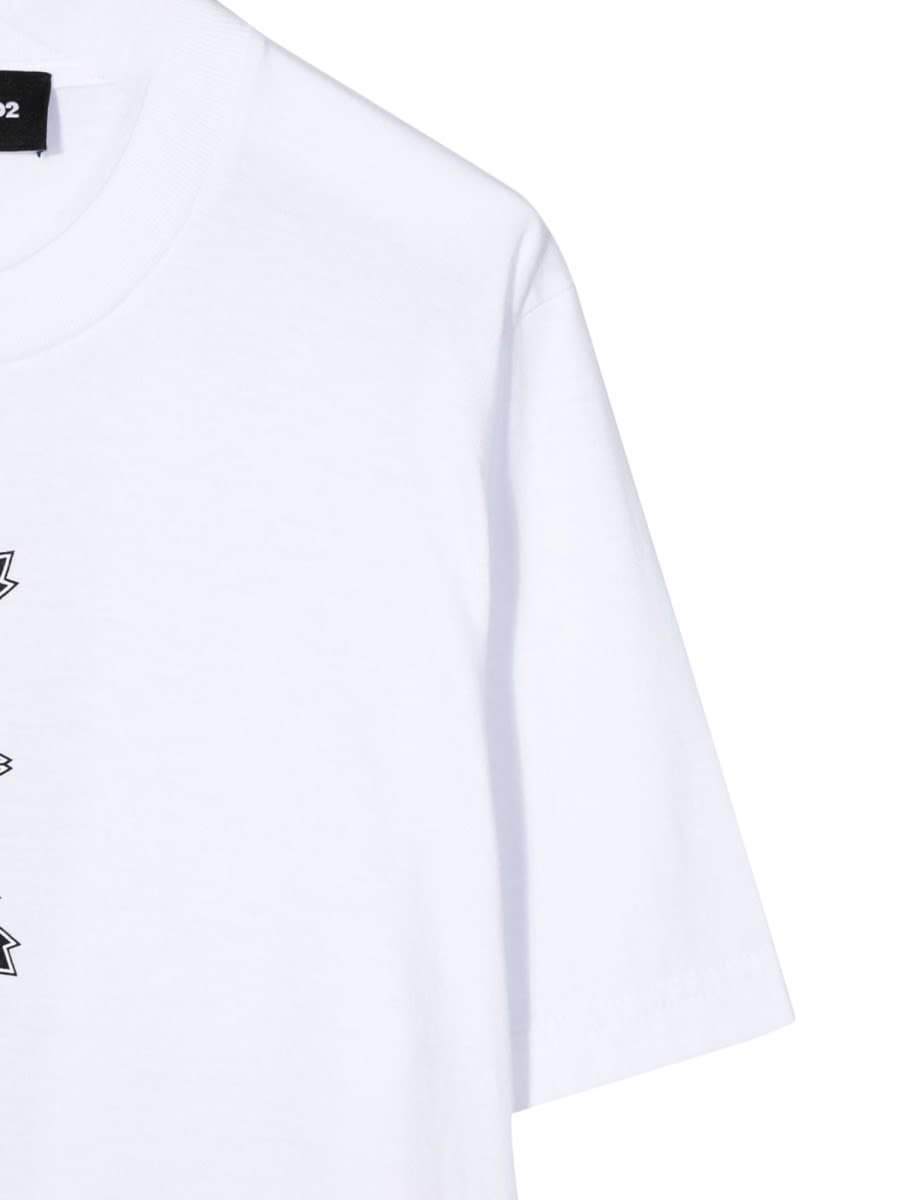 Shop Dsquared2 T-shirt Logo On The Back And Front Leaves In White