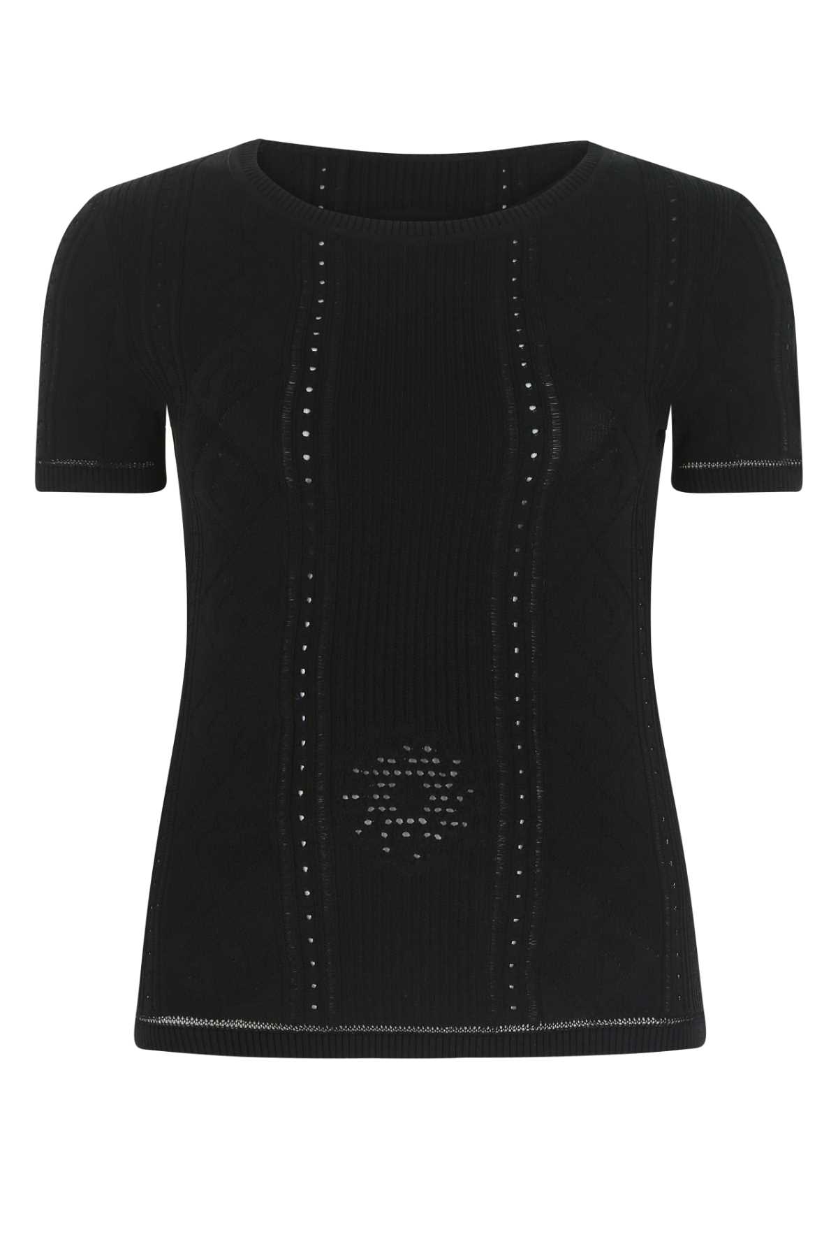 Black Viscose Blend Lunar-pointelle T-shirt
