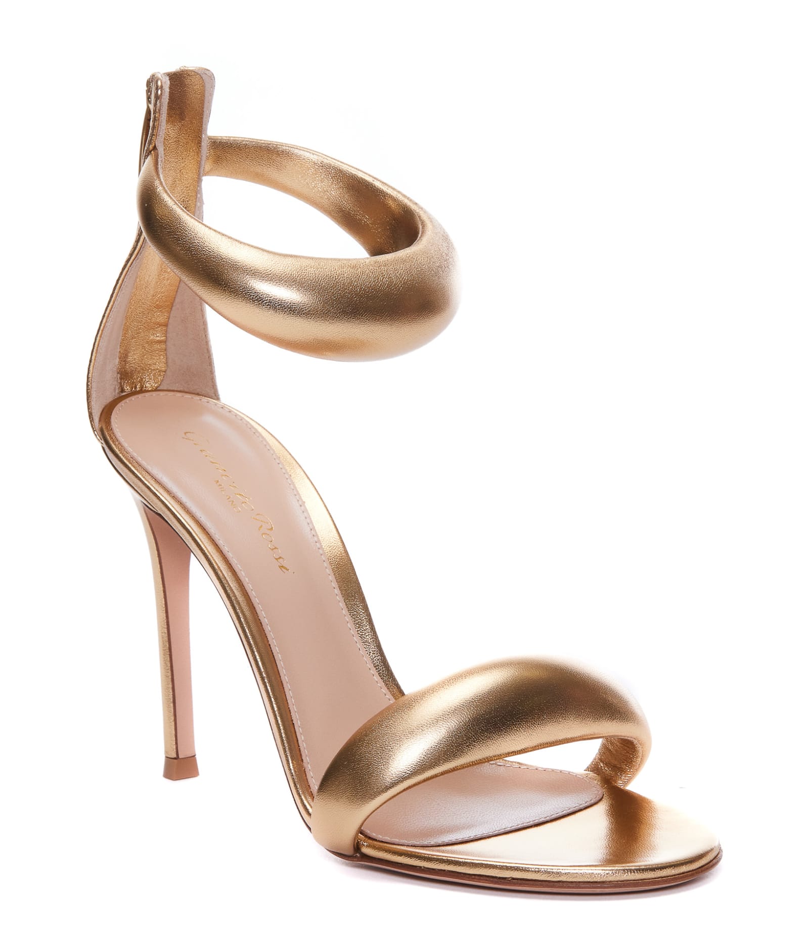 GIANVITO ROSSI GOLD METALLIC NAPPA BIJOUX SANDALS
