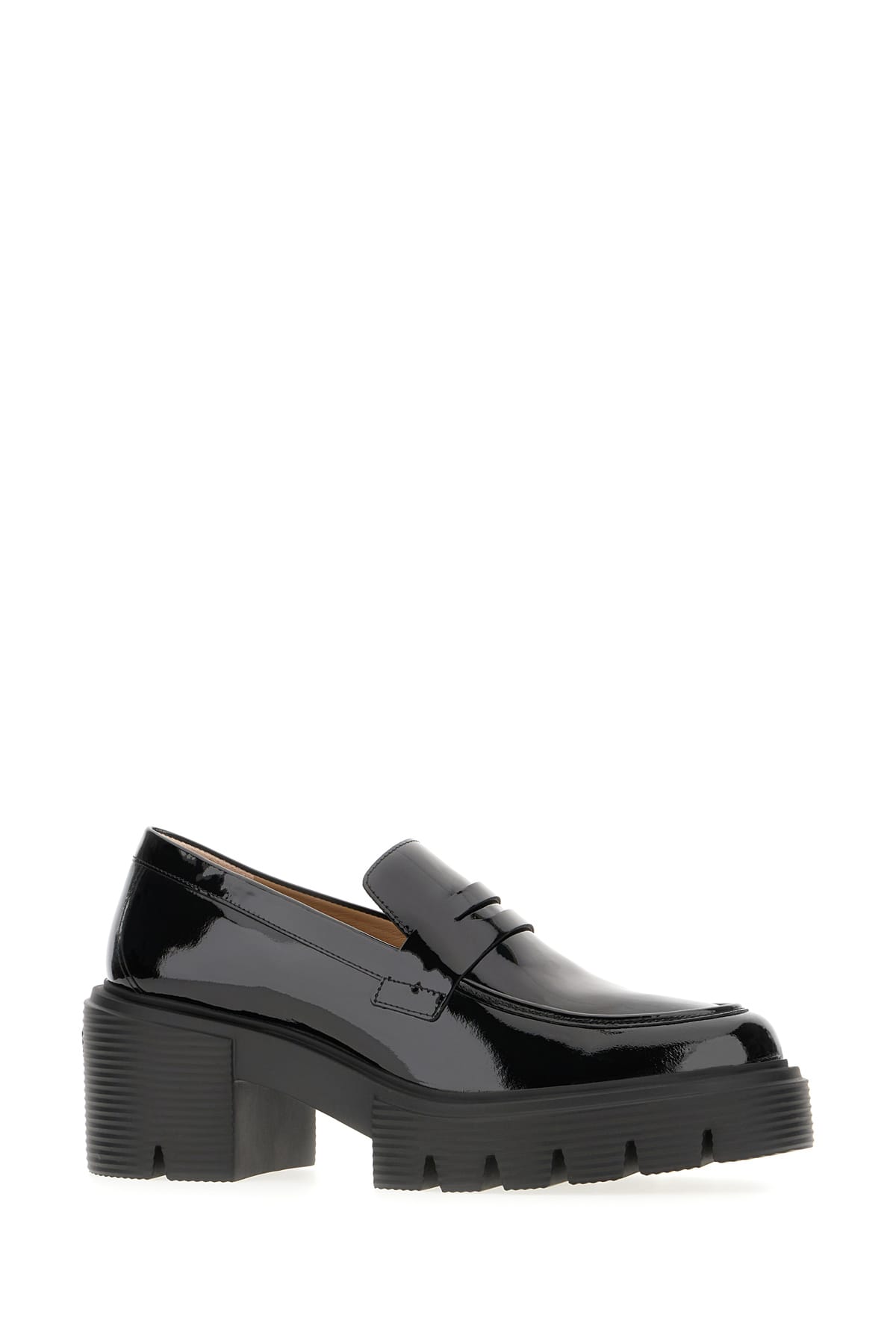 Shop Stuart Weitzman Black Leather Soho Loafers In Blk