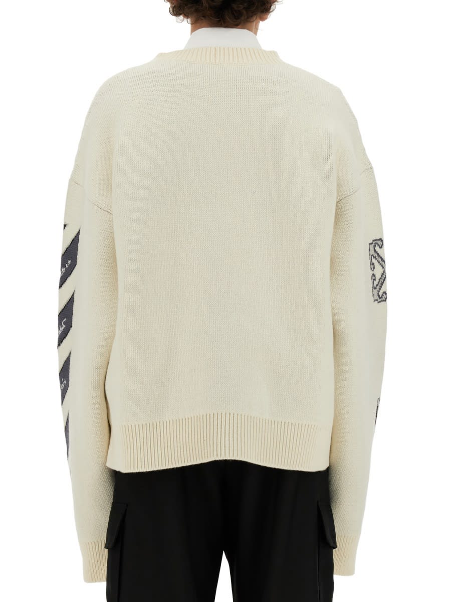 Shop Off-white Varsity Cardigan In Beige