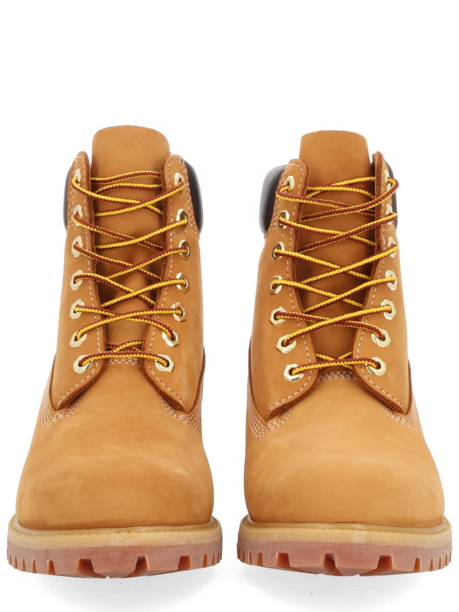Timberland Laced Ankle Boot With Logo In Yellow